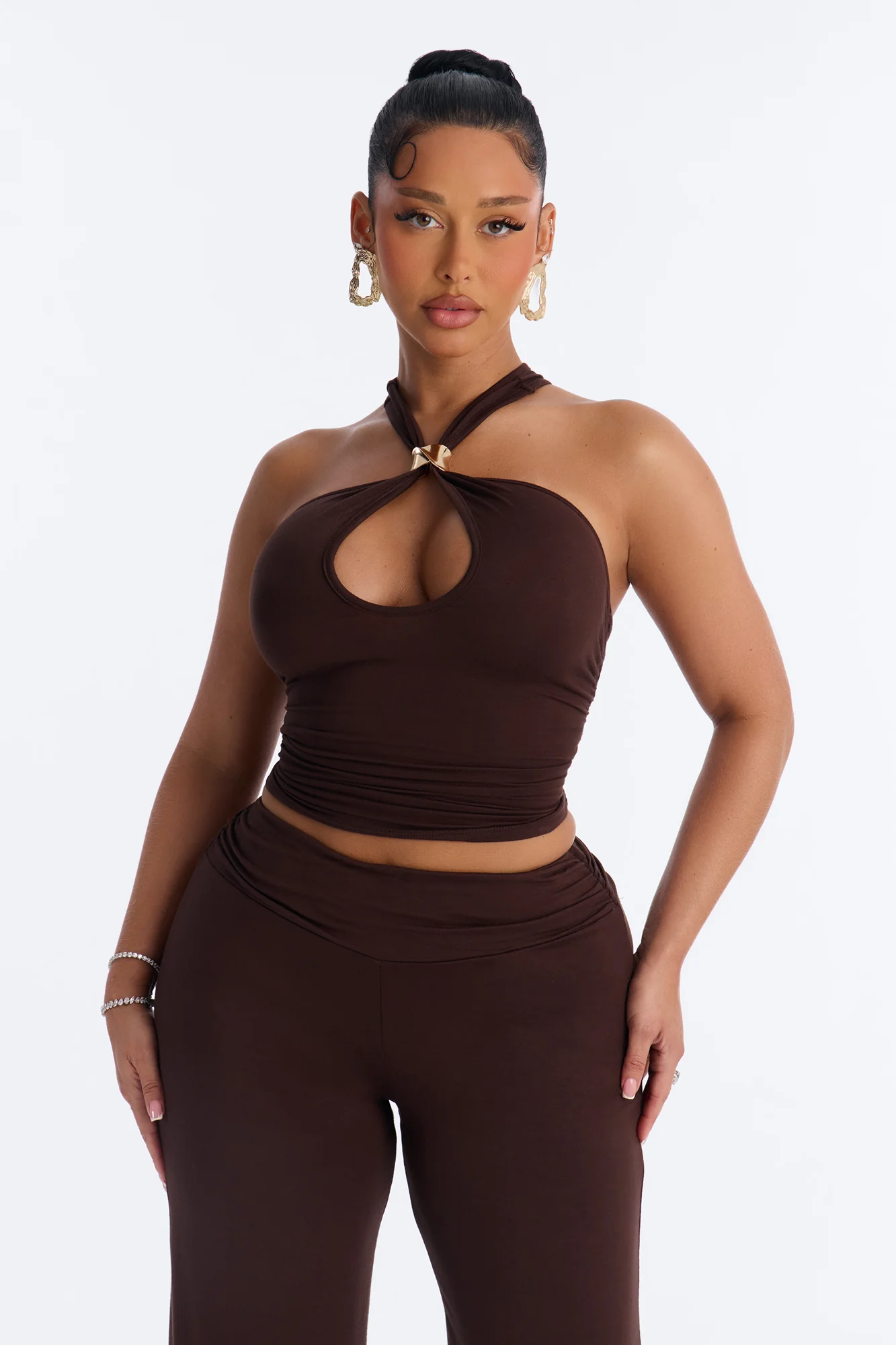 Haven Keyhole Pant Set - Chocolate - Image 2