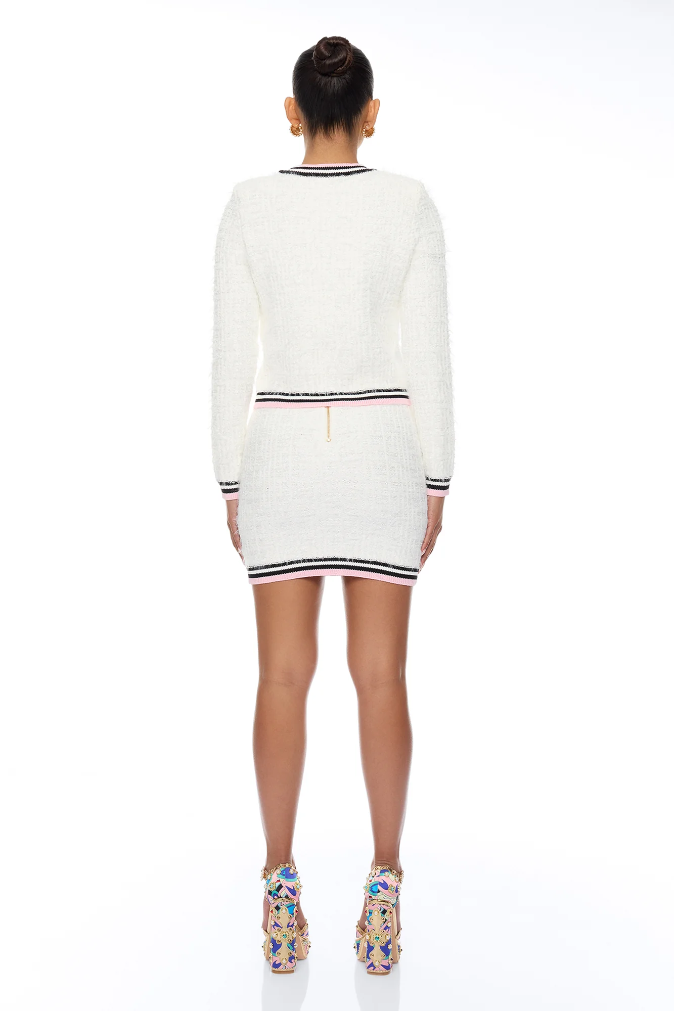 Haylee Tweed Skirt Set - White/combo - Image 4
