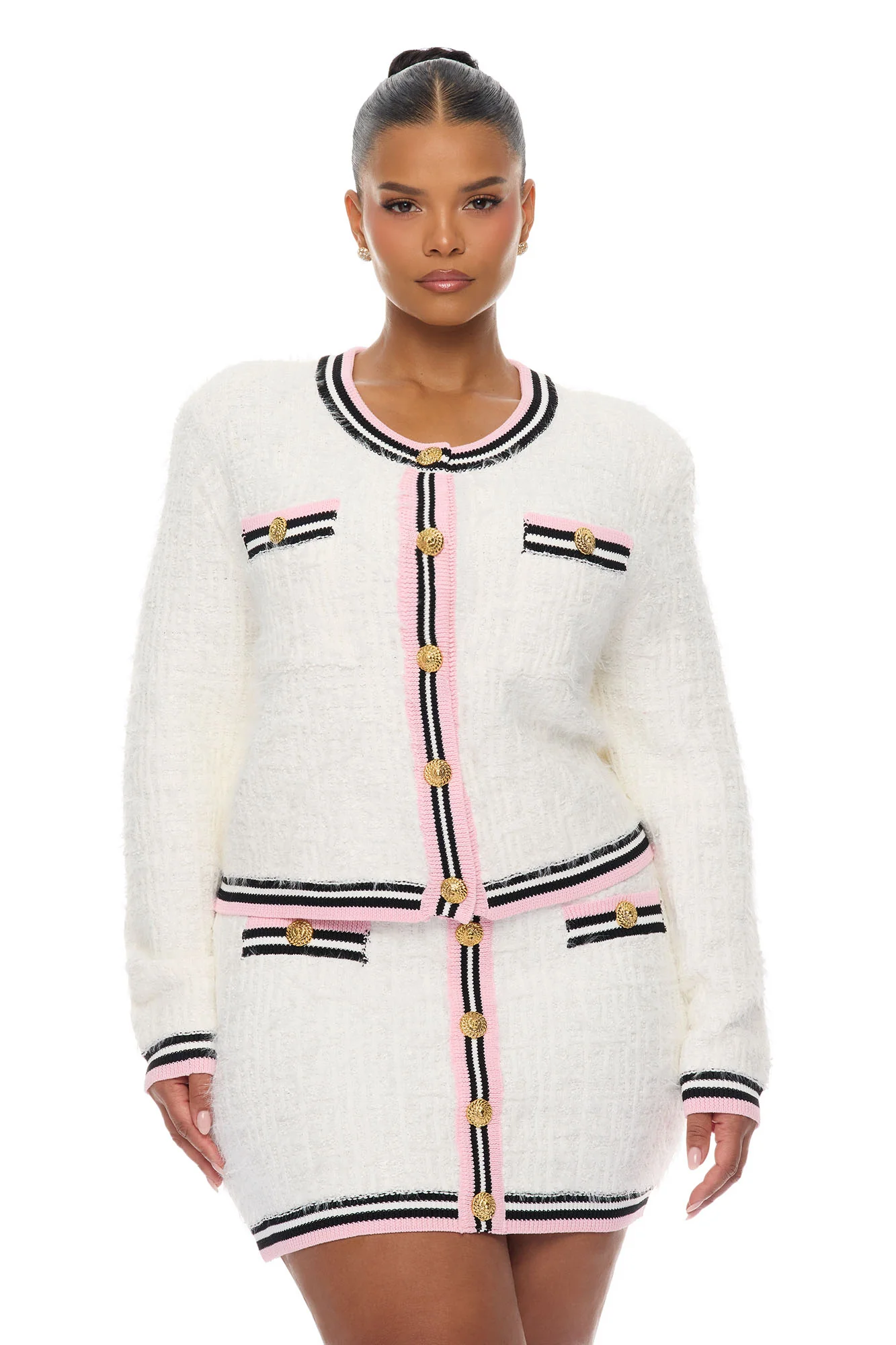 Haylee Tweed Skirt Set - White/combo - Image 5