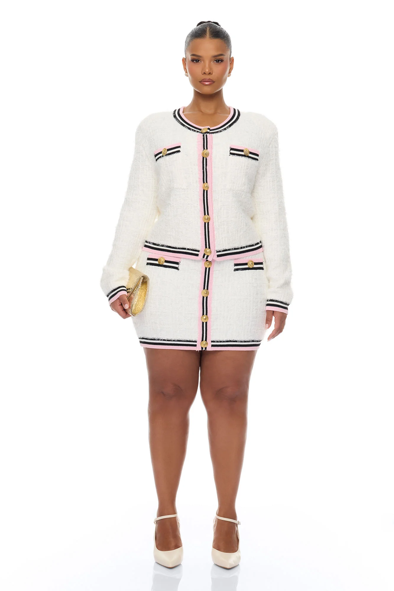 Haylee Tweed Skirt Set - White/combo - Image 6