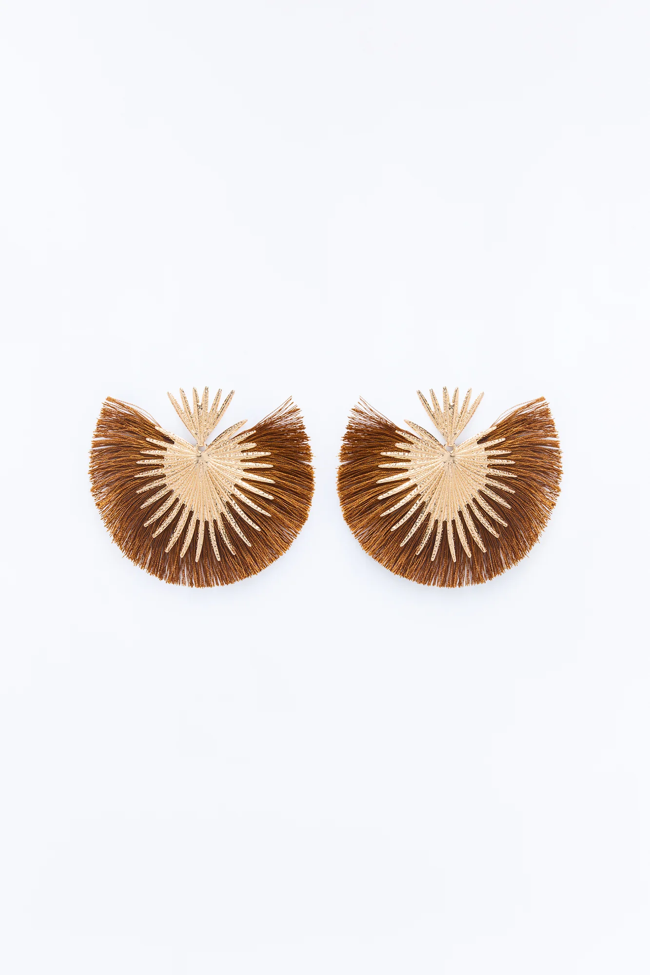 Heart Of Fringe Earrings - Gold/Brown