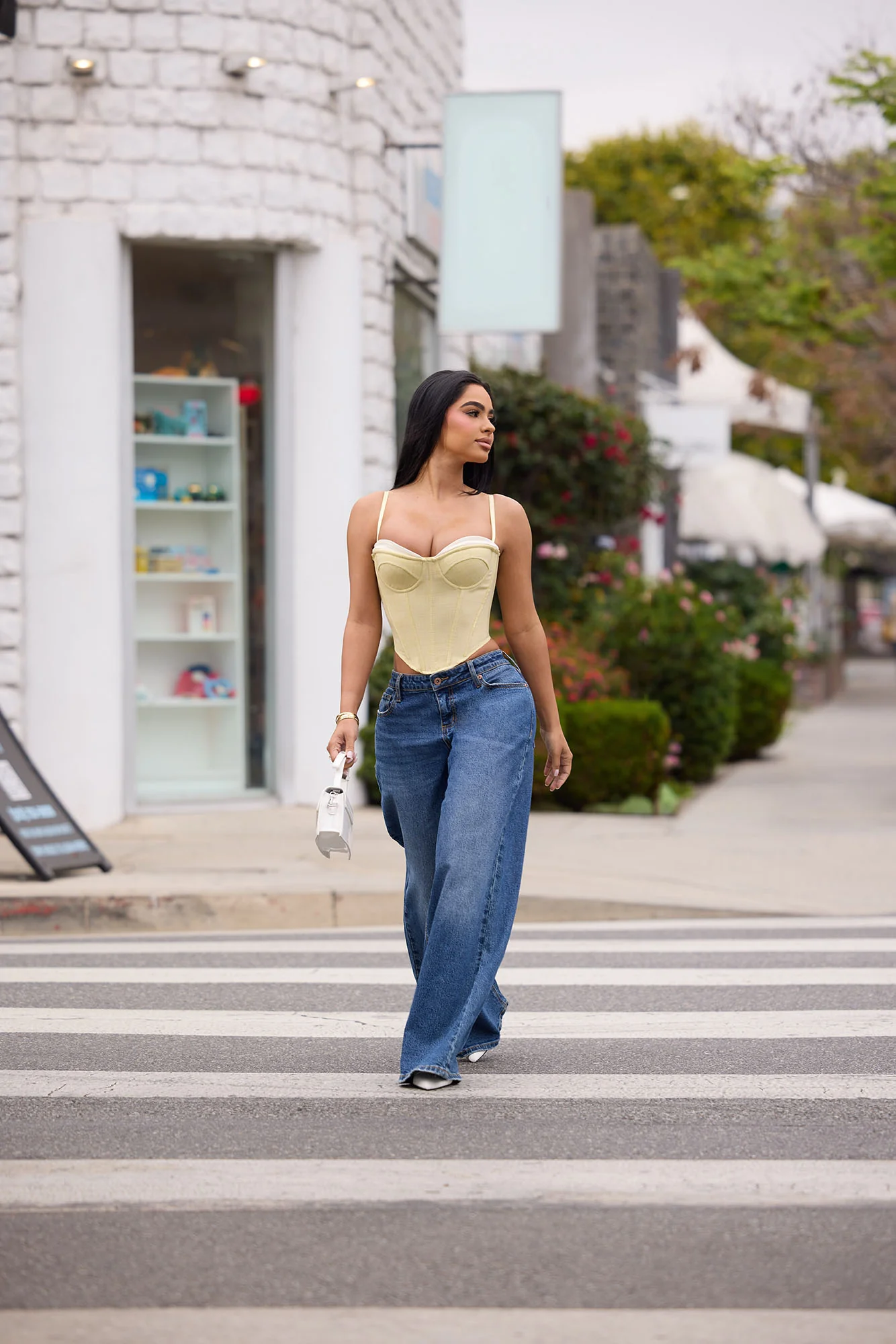 Heat Check Pinstripe Corset - Butter Yellow