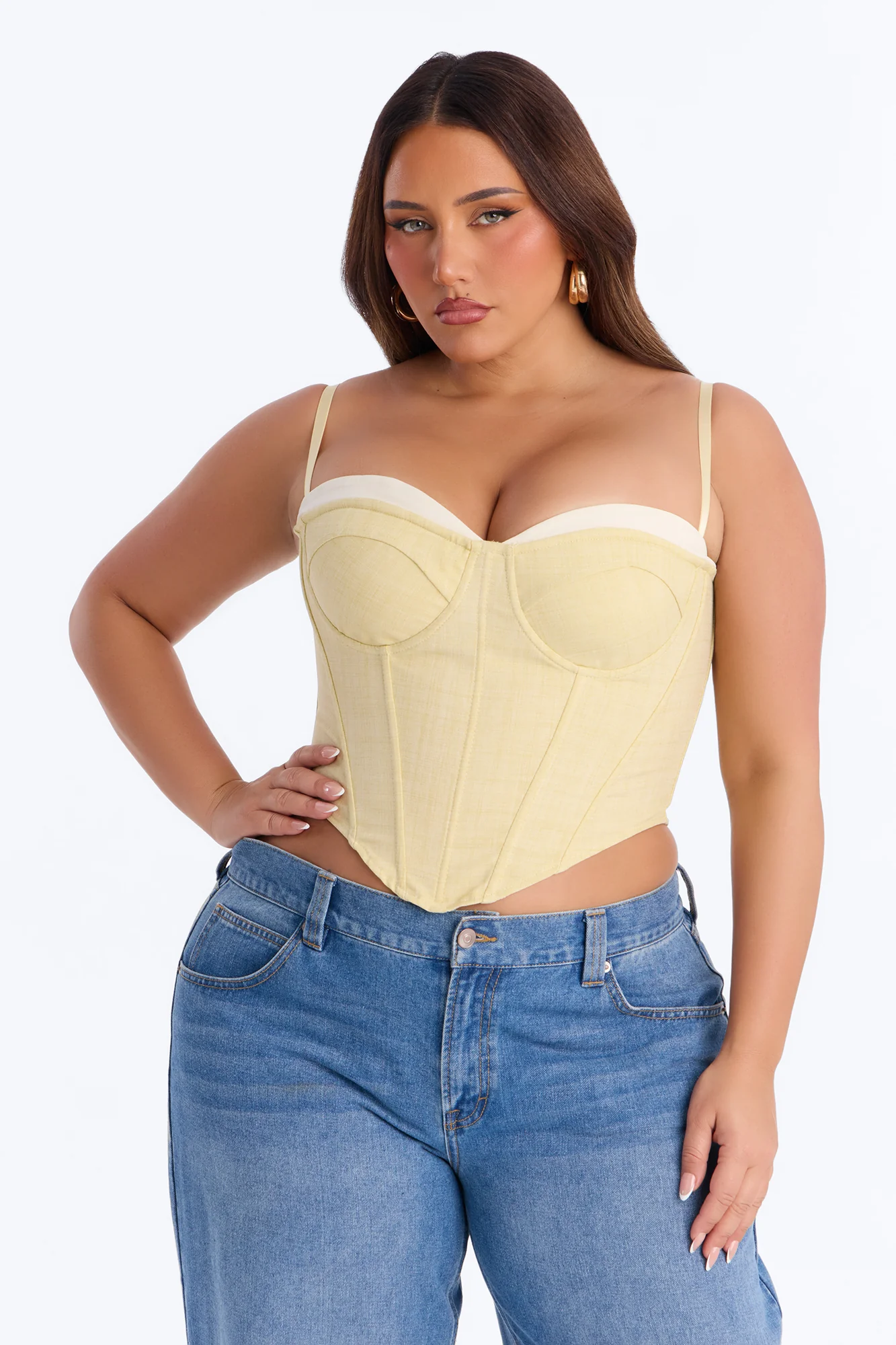 Heat Check Pinstripe Corset - Butter Yellow - Image 5