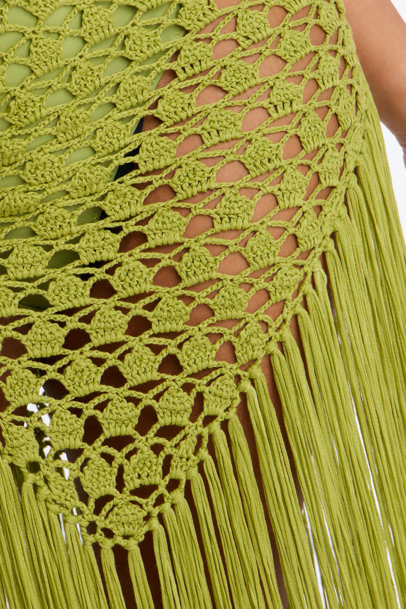 Heatwave Fringe Crochet Maxi Dress - Chartreuse - Image 7
