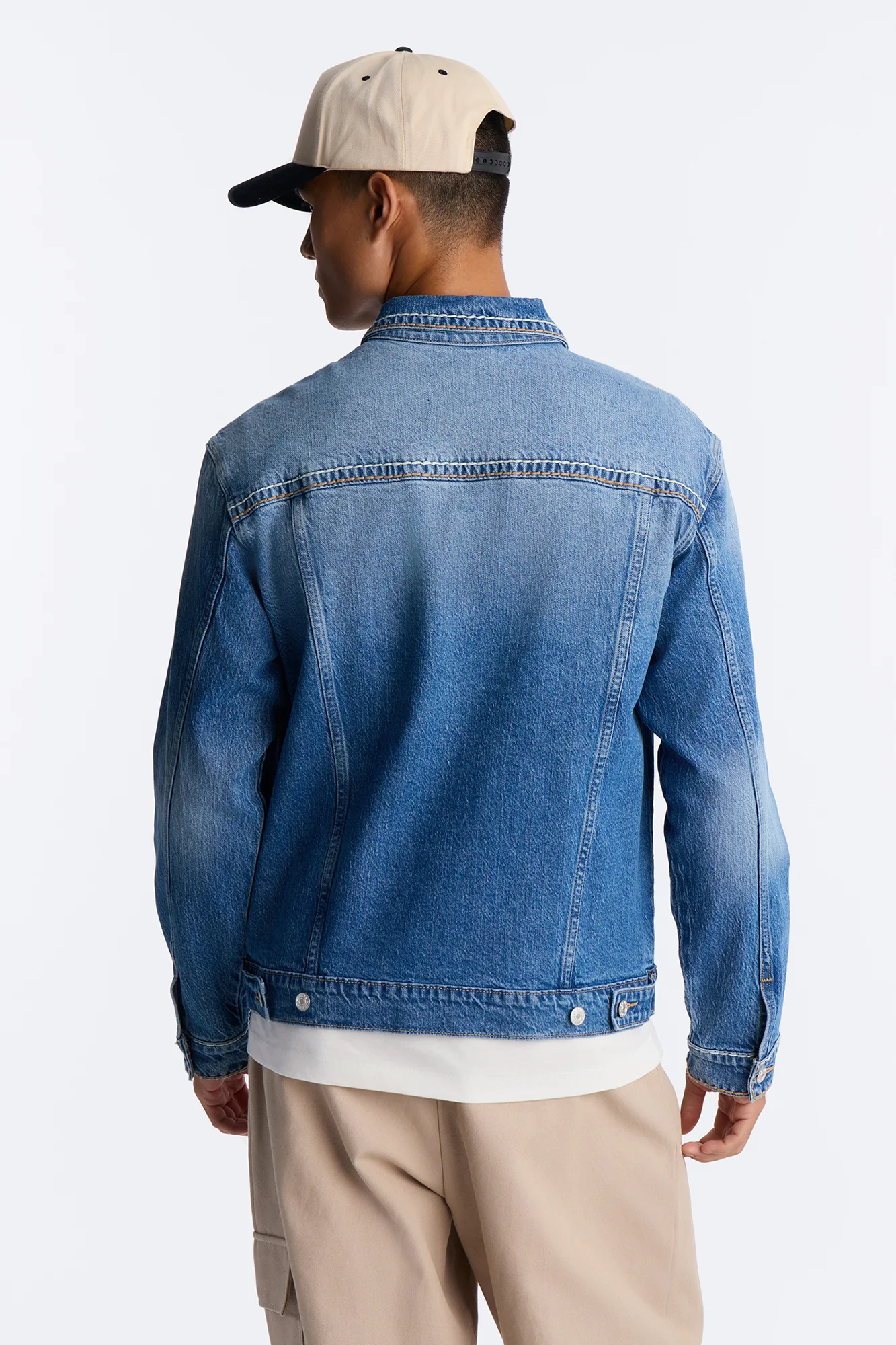 Heavy Stitch Astor Denim Trucker Jacket - Medium Blue Wash - Image 4