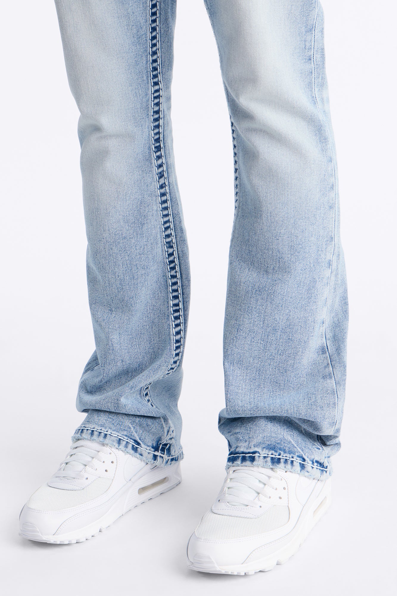 Heavy Stitch Stacked Skinny Flare Jean - Light Blue Wash - Image 4