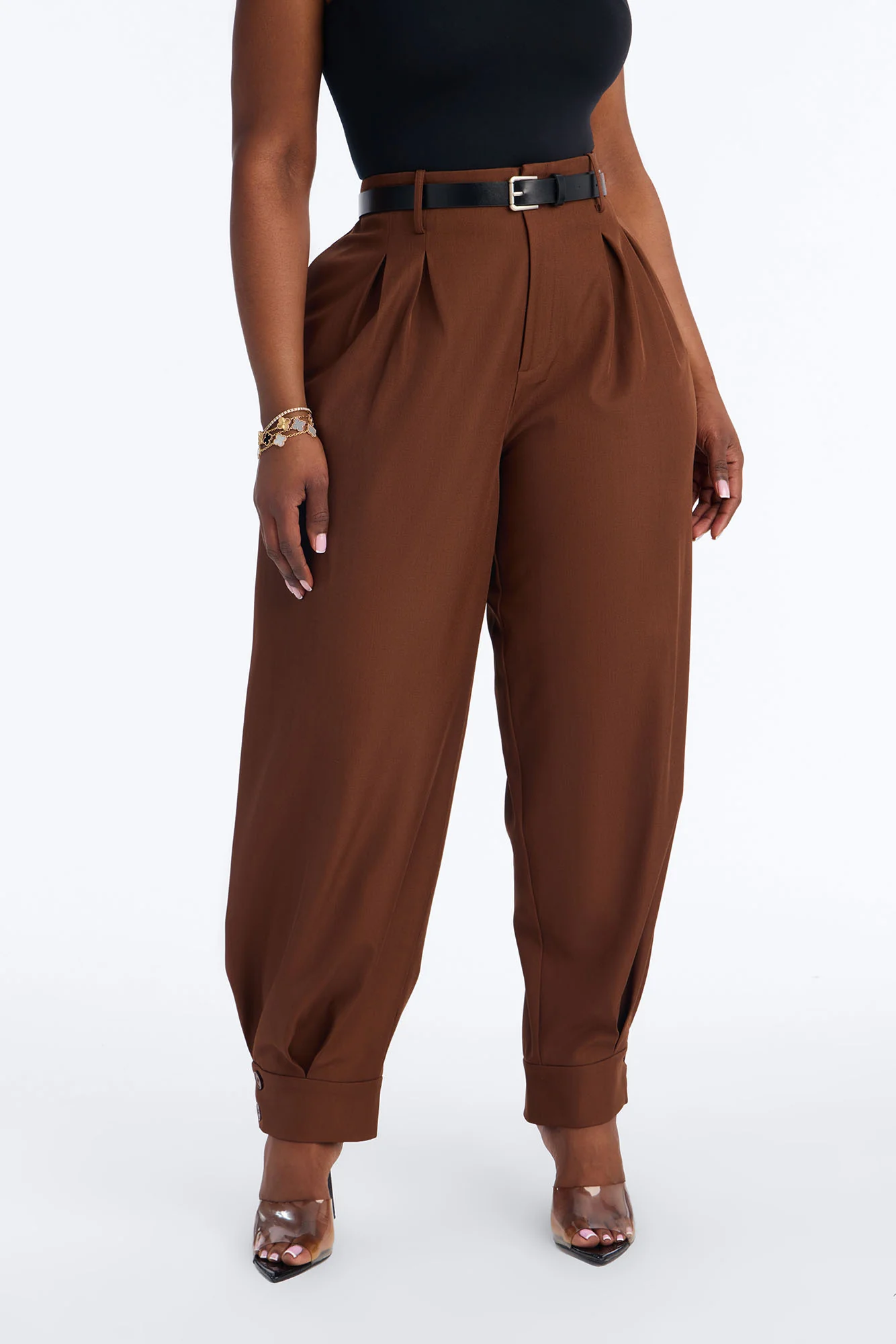 Helena Belted Trouser Pant - Chocolate - Image 6