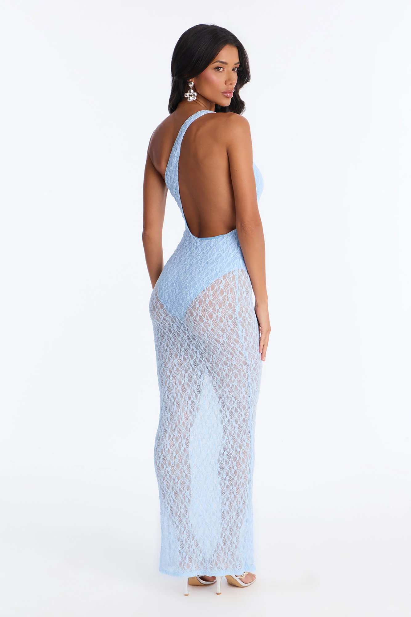 High Energy Sheer Lace Maxi Dress - Light Blue - Image 4