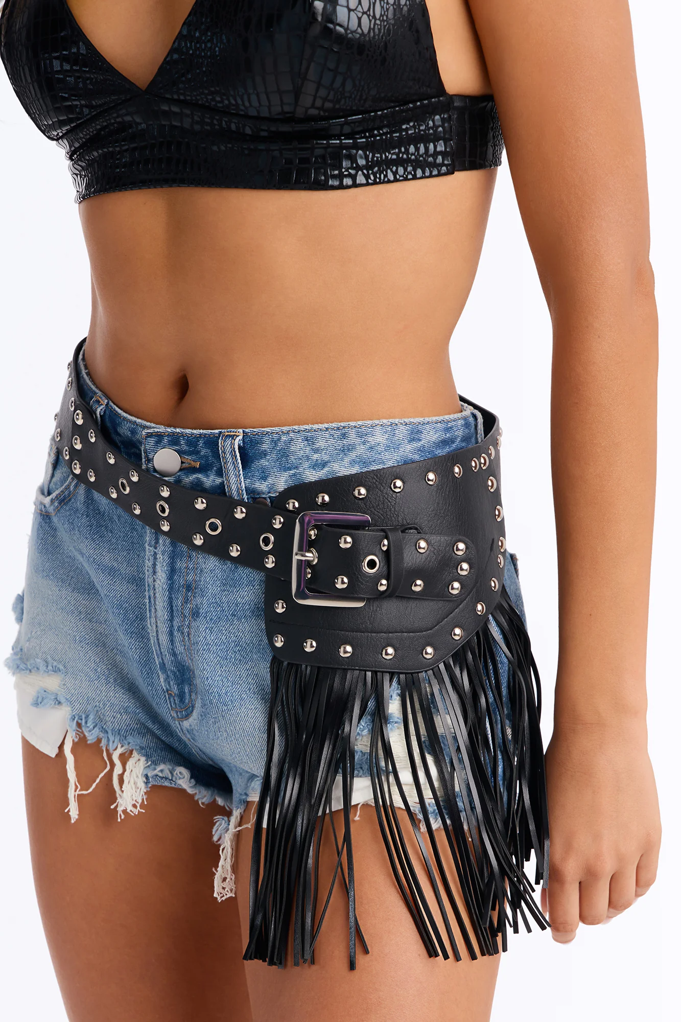 High Noon Faux Leather Belt - Black