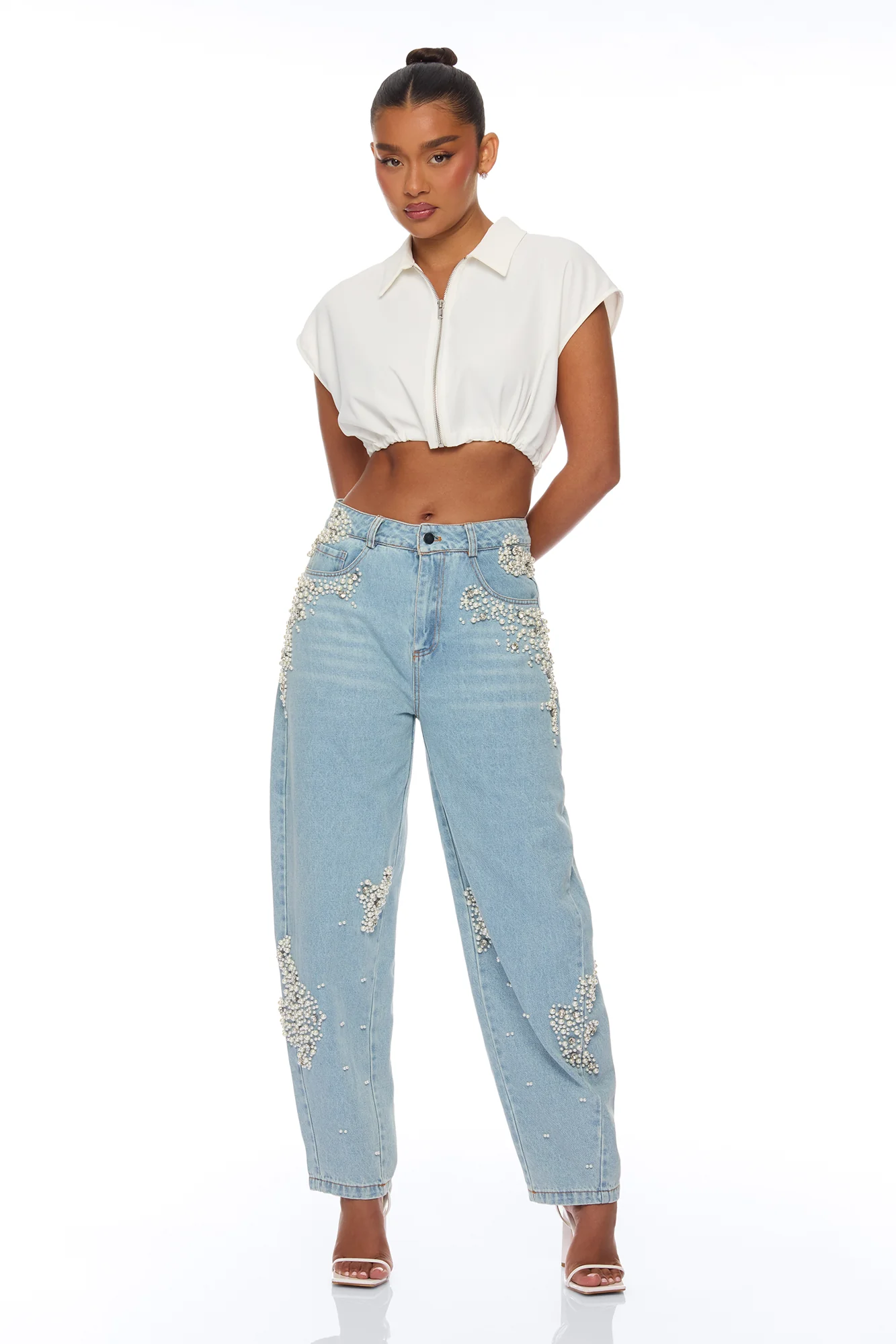 High Standards Embellished Denim Jeans - Light Wash