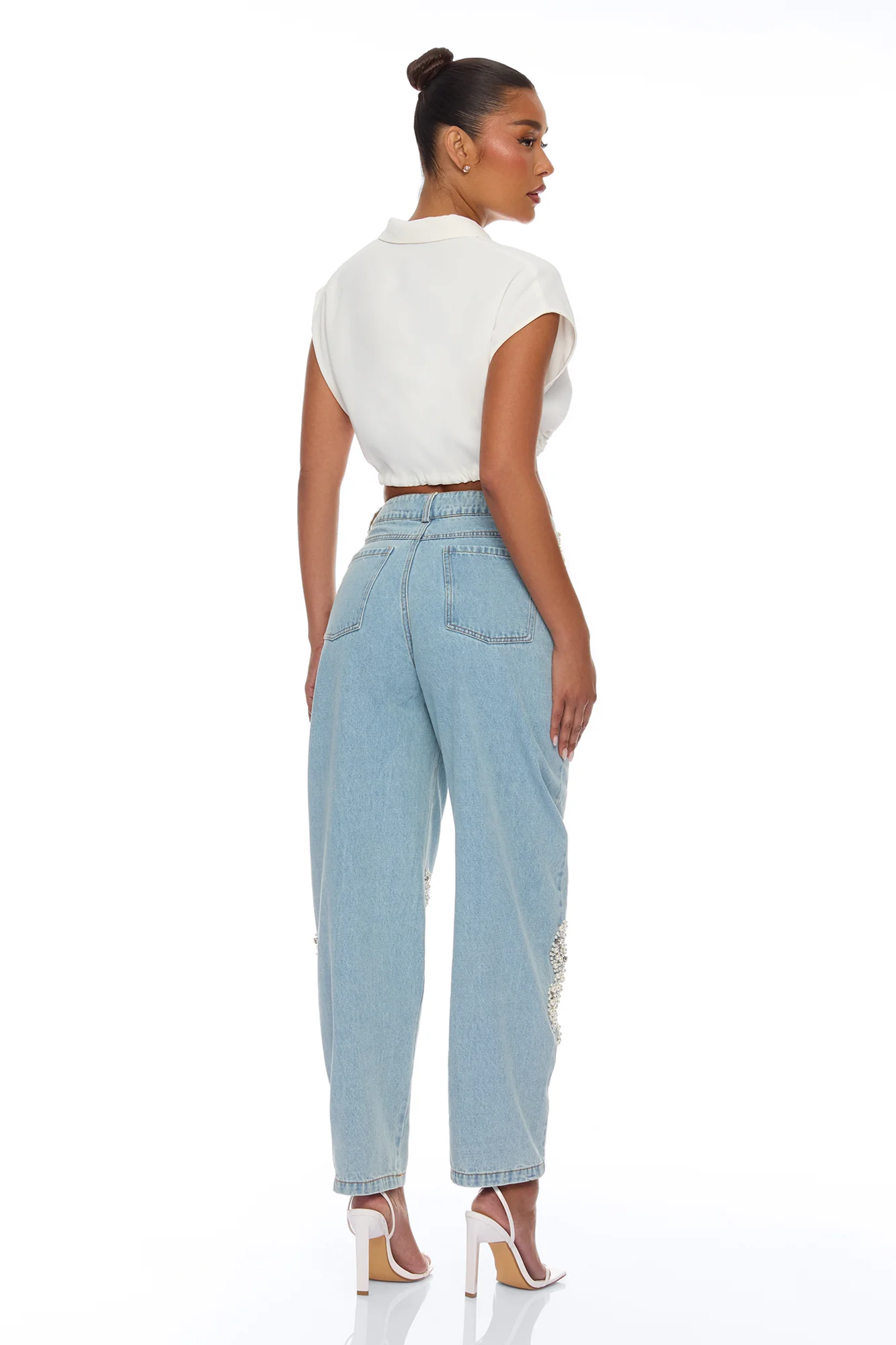 High Standards Embellished Denim Jeans - Light Wash - Image 4