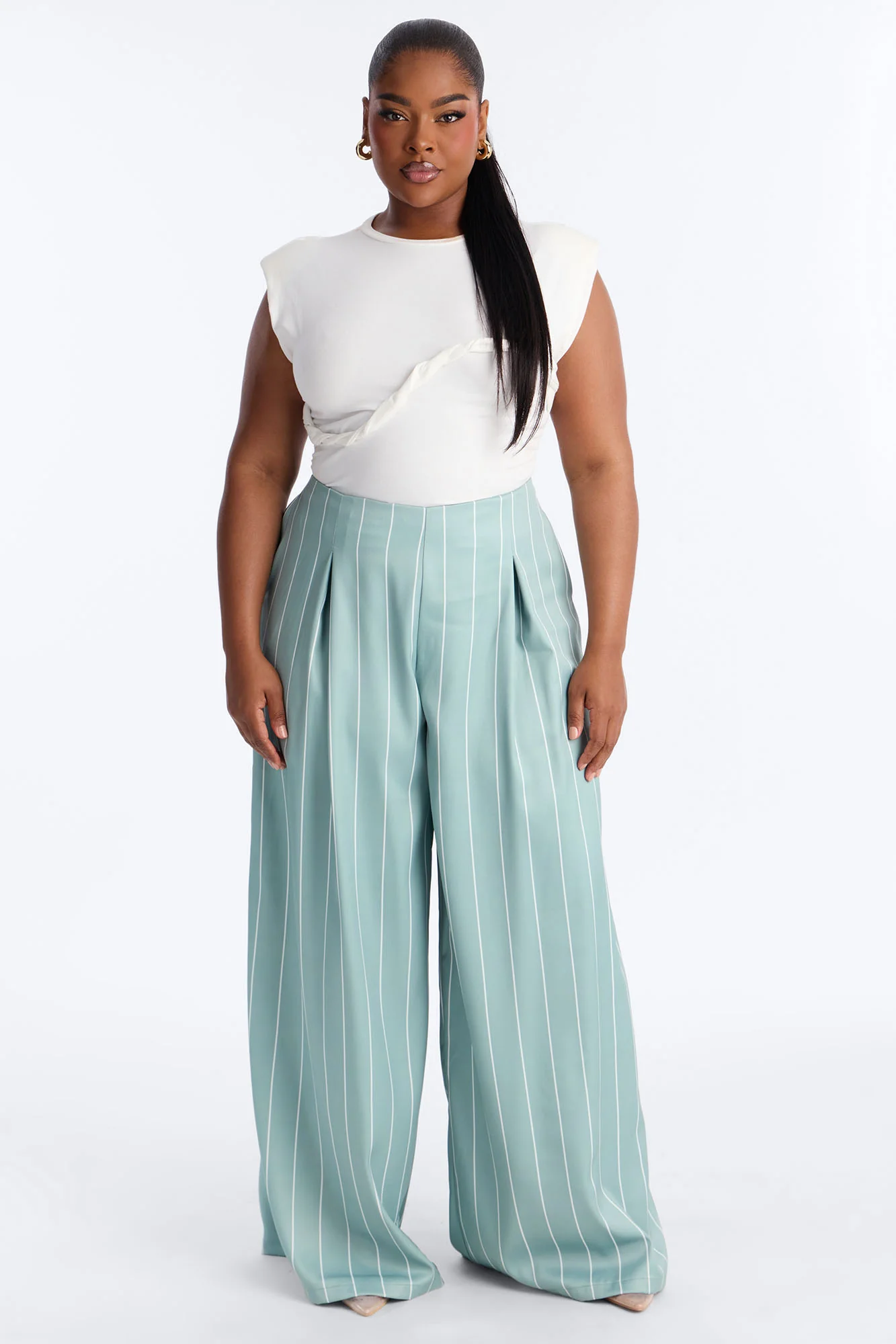 High Standards Pinstripe Trouser Pant 34″ - Sage - Image 4