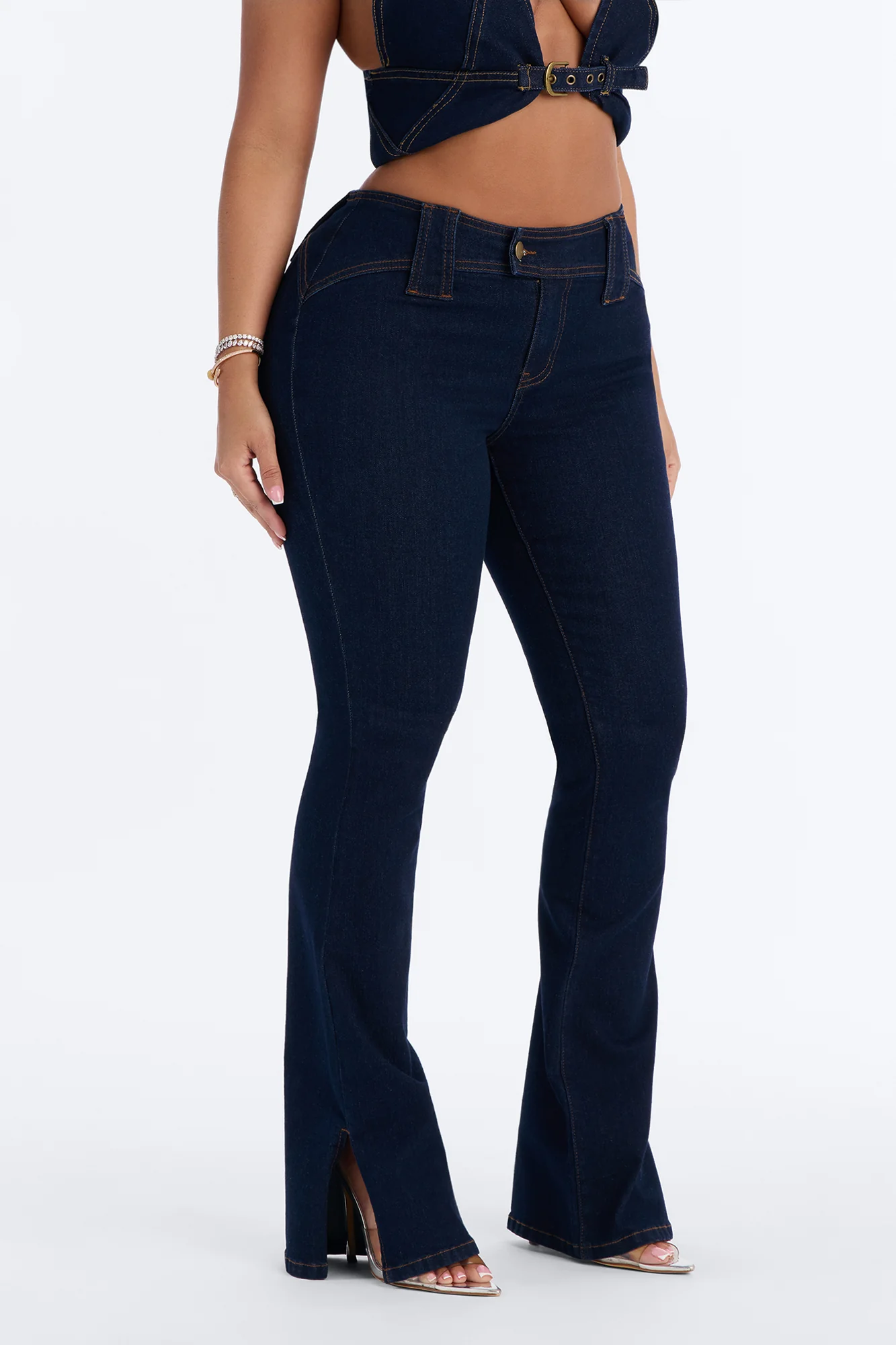 Hit It Compression Stretch Bootcut Jeans - Dark Wash - Image 2