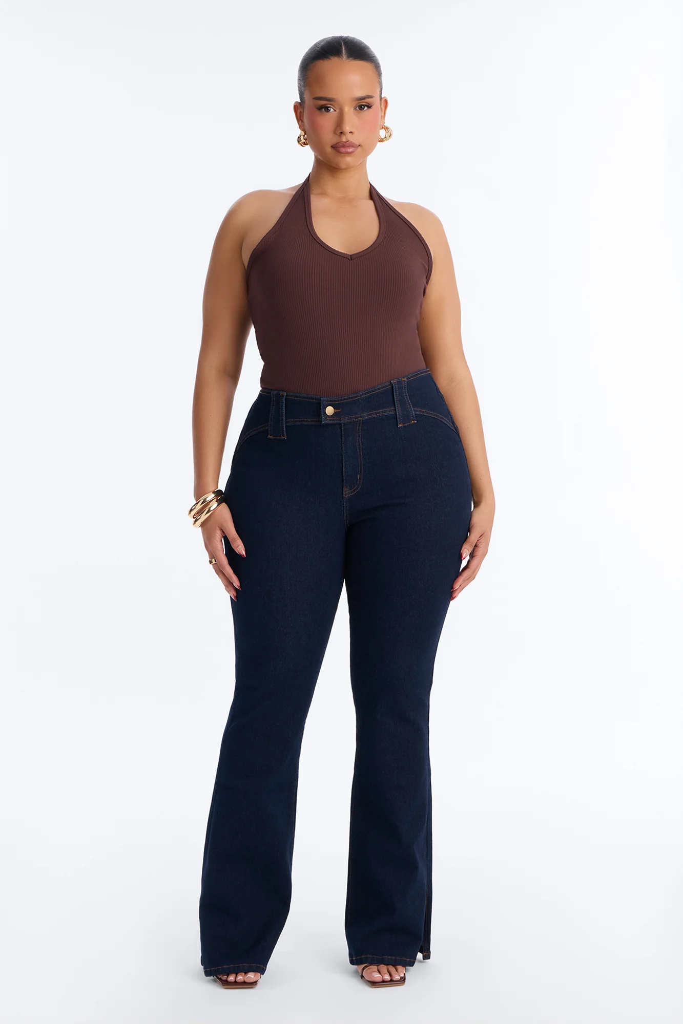 Hit It Compression Stretch Bootcut Jeans - Dark Wash - Image 5