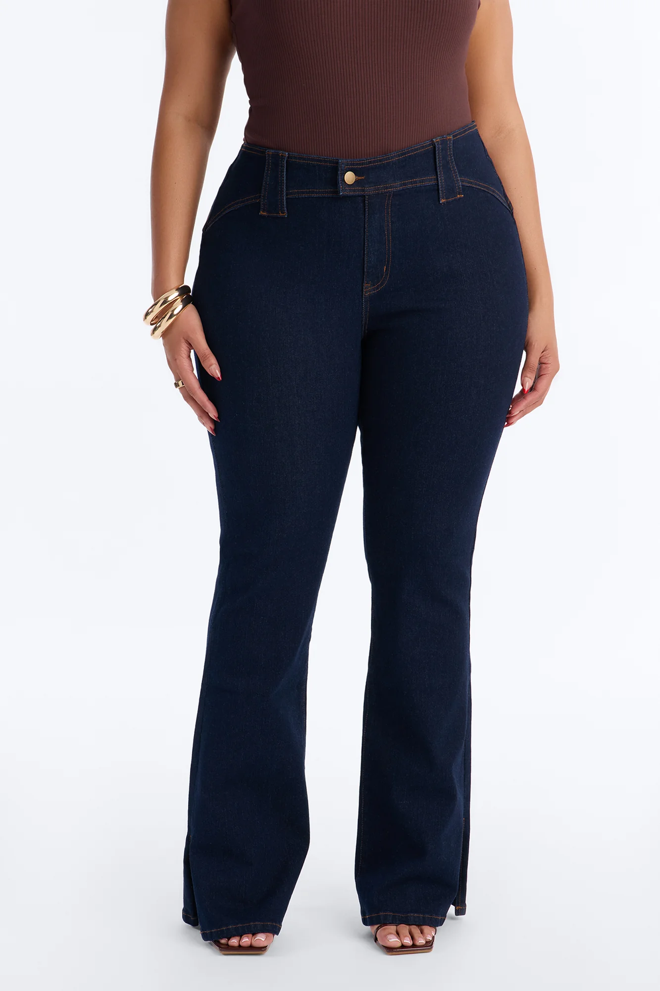 Hit It Compression Stretch Bootcut Jeans - Dark Wash - Image 6