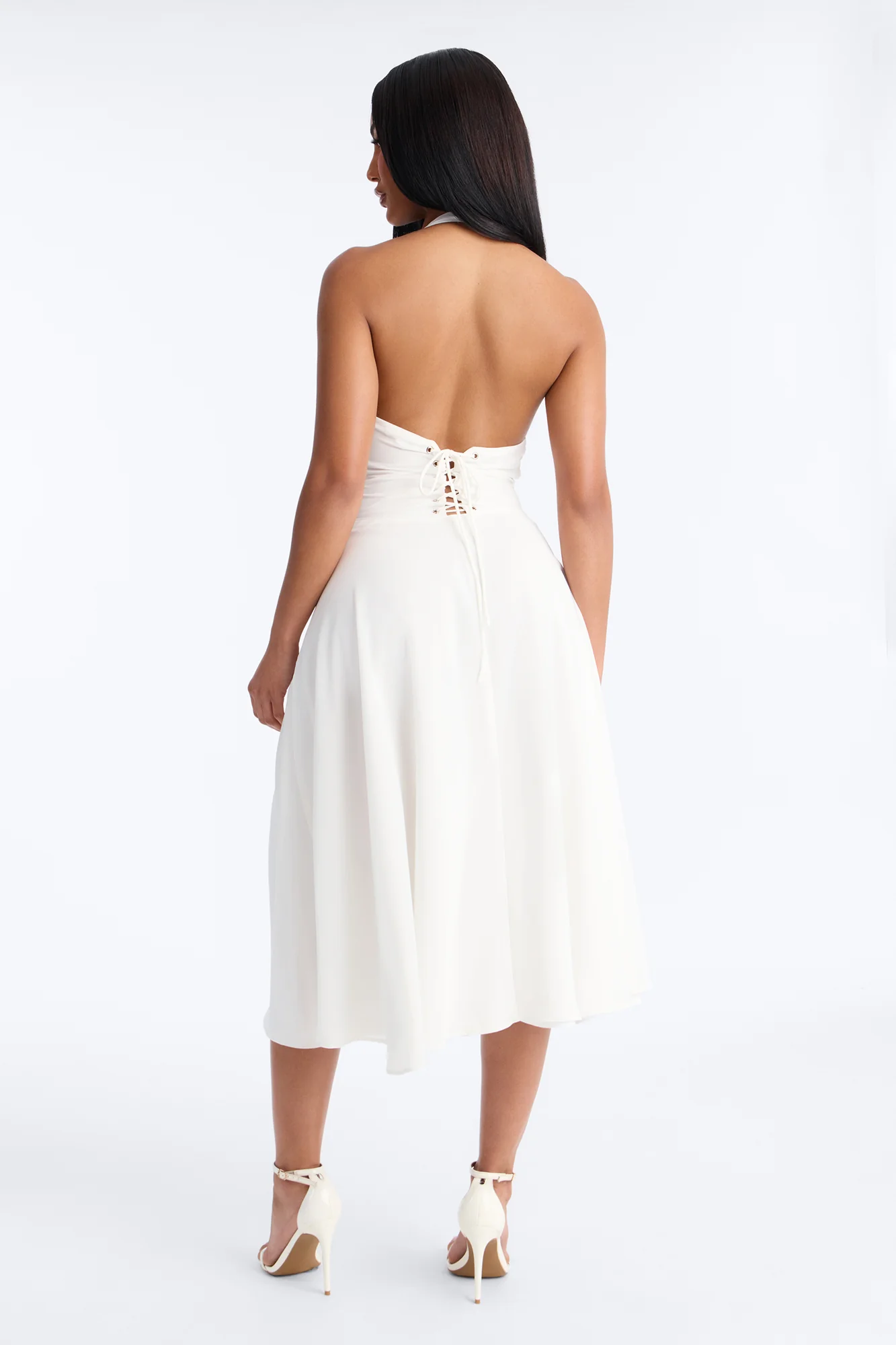 Holland Halter Chiffon Midi Dress - White - Image 3