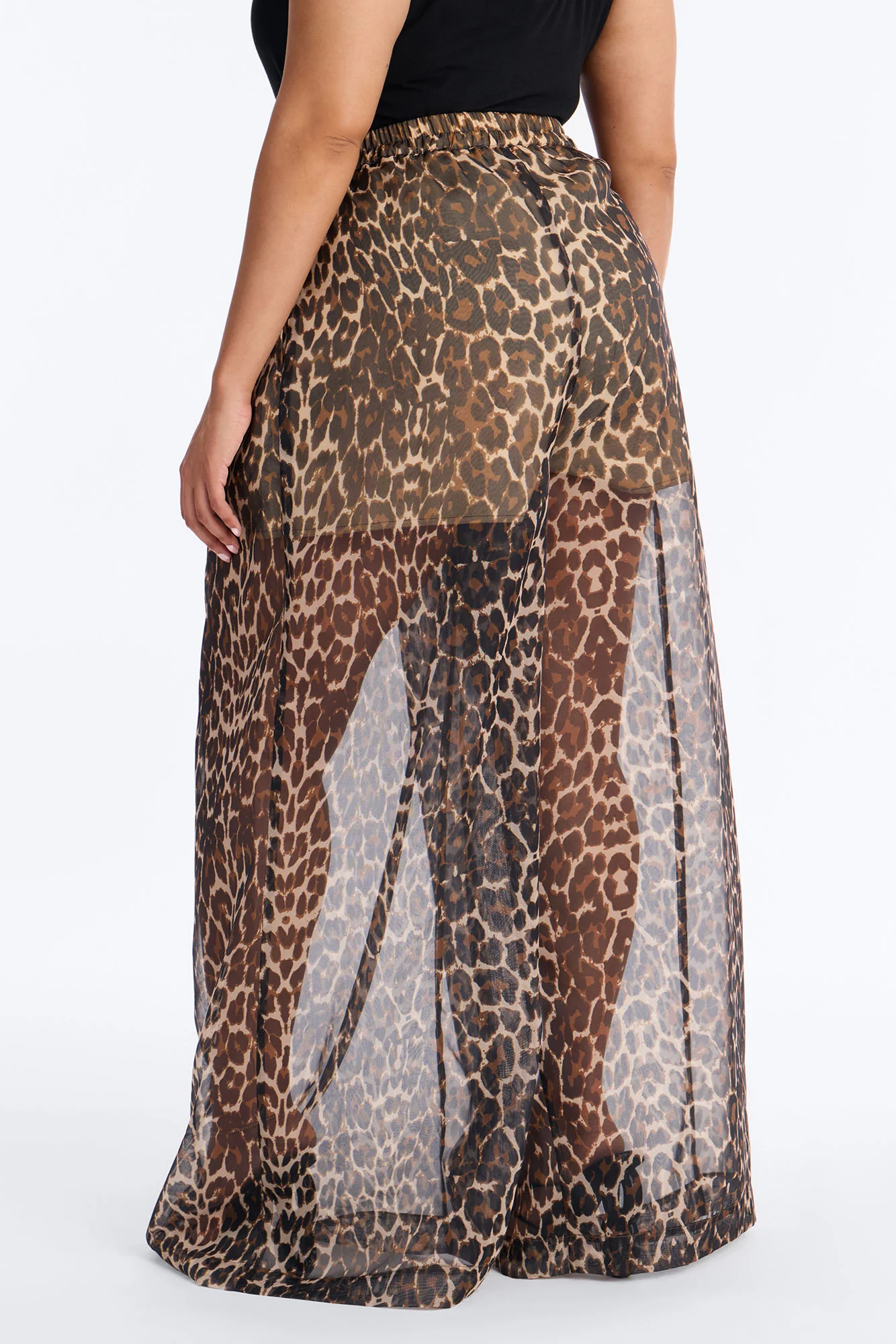 Hollie Wide Leg Leopard Organza Pant - Leopard - Image 8