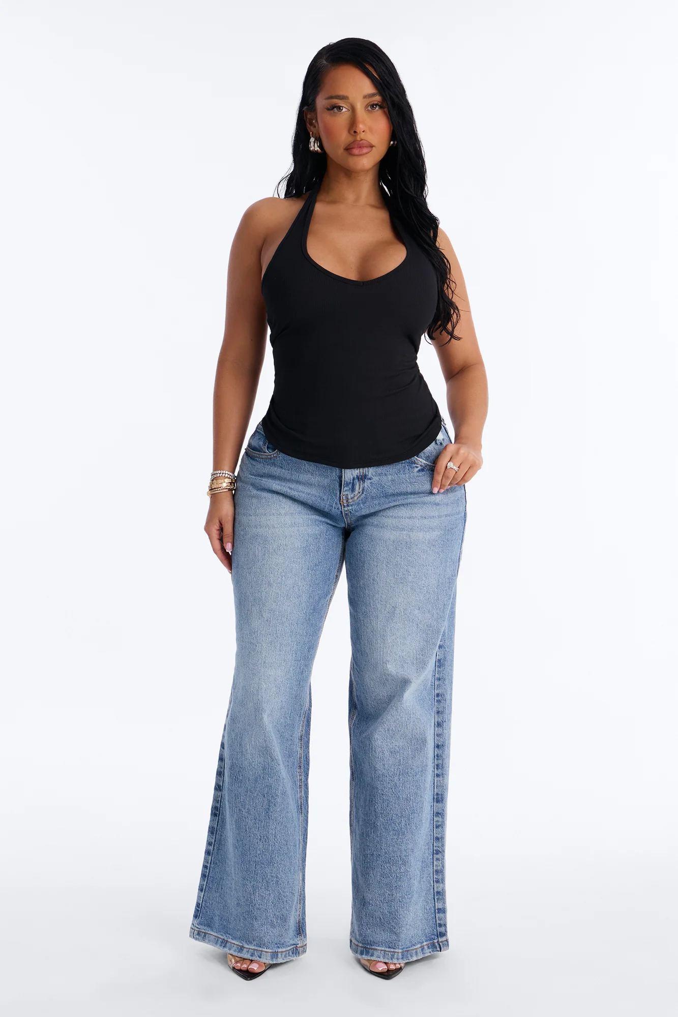 Holly Built In Bra Cup Halter Top - Black - Image 2
