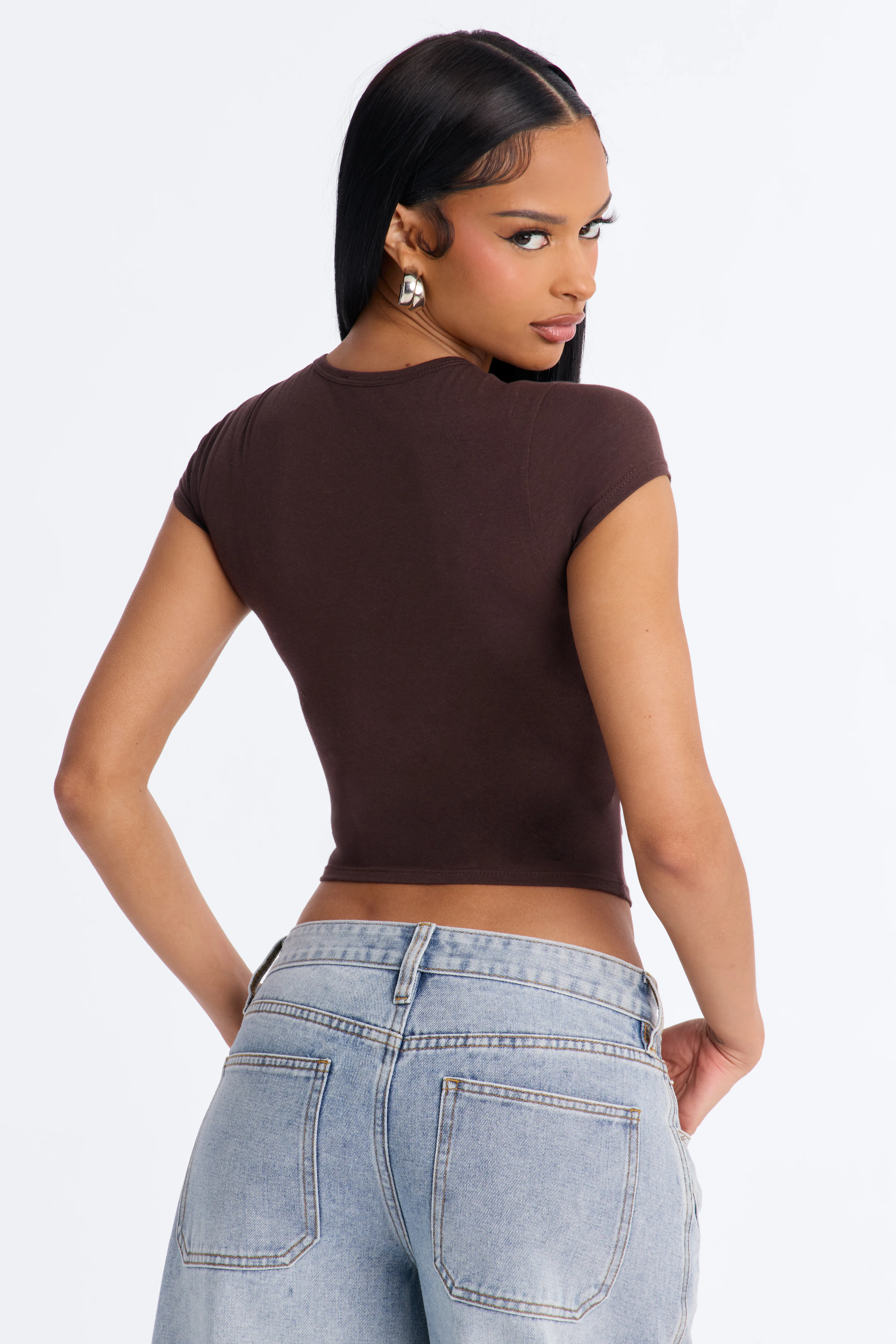 Hometown Hottie Fitted Tee - Brown - Image 4