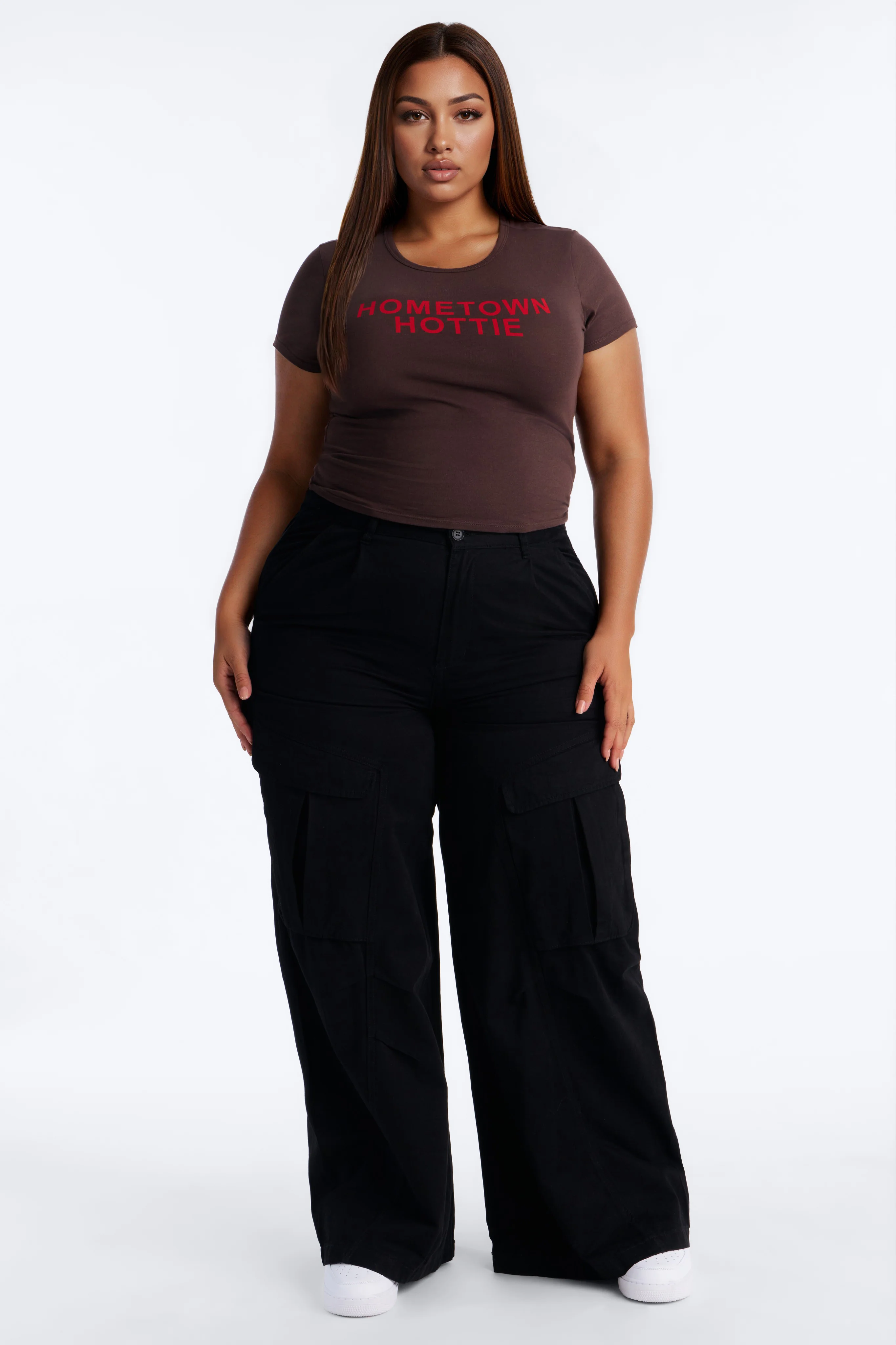 Hometown Hottie Fitted Tee - Brown - Image 6