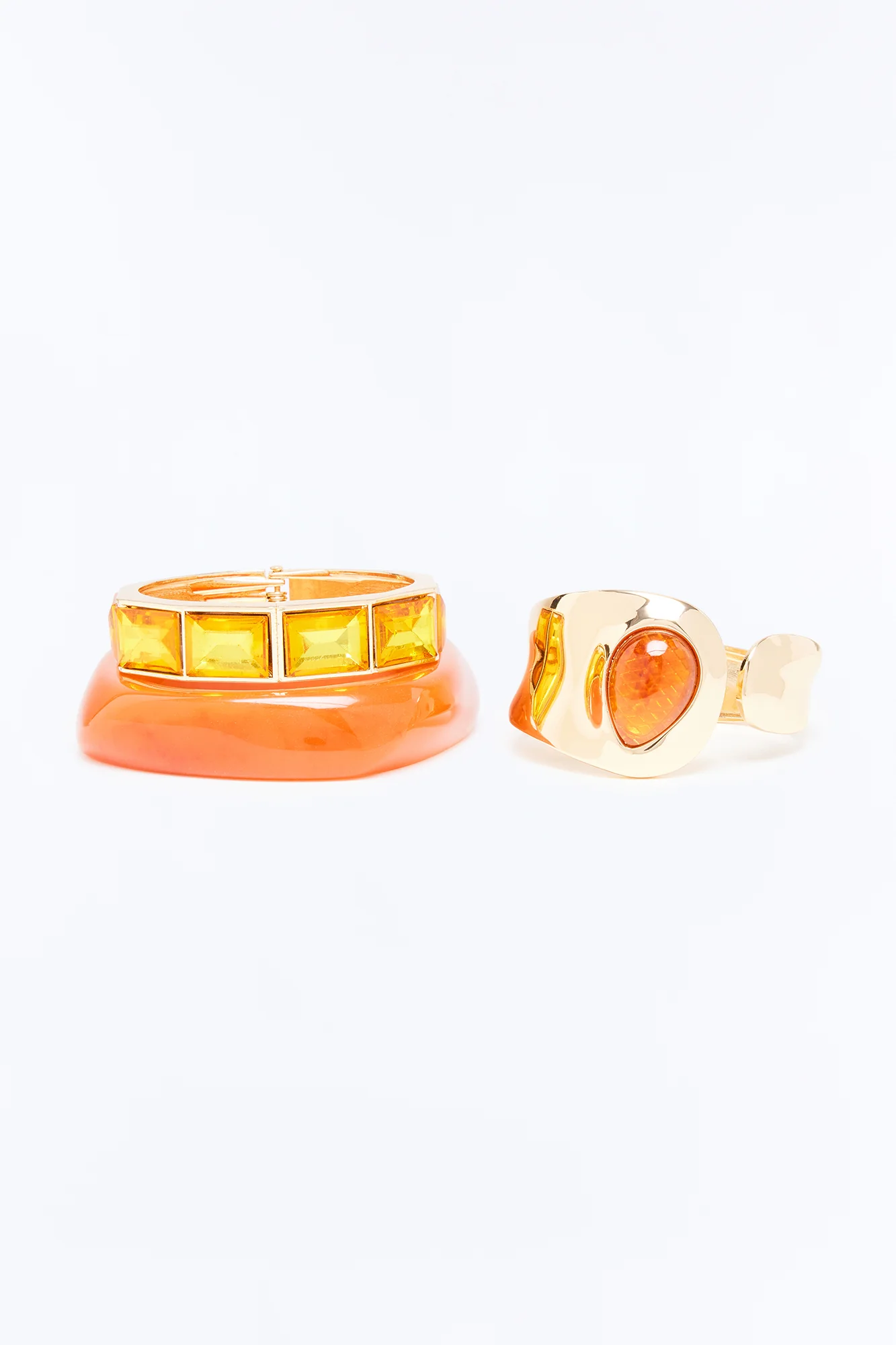 Honey Pot 3 Piece Bracelet Set - Gold/Orange - Image 3