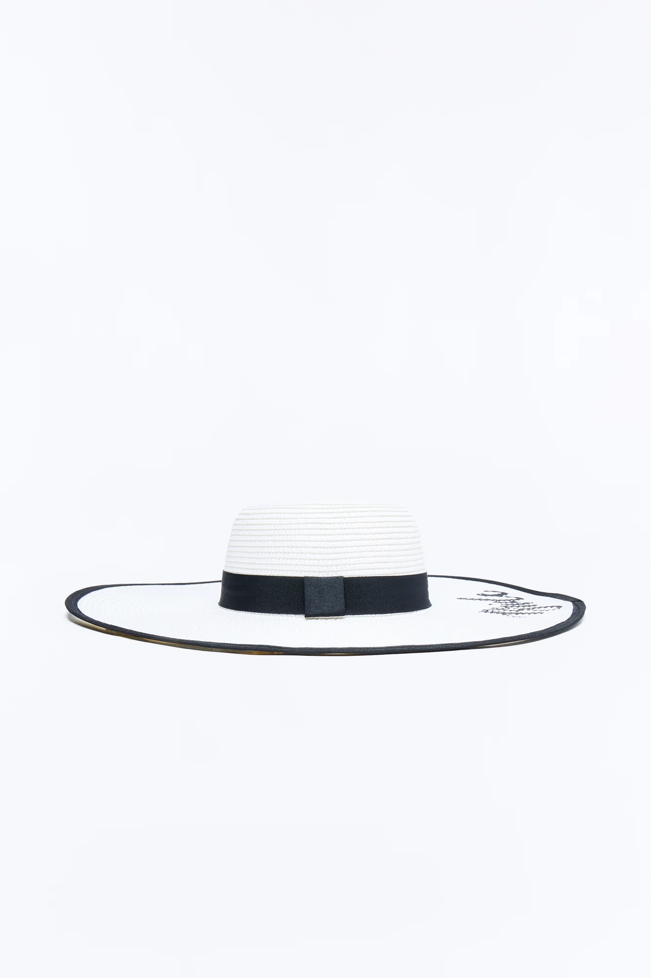 Honeymoon Straw Sun Hat - White/Black - Image 3