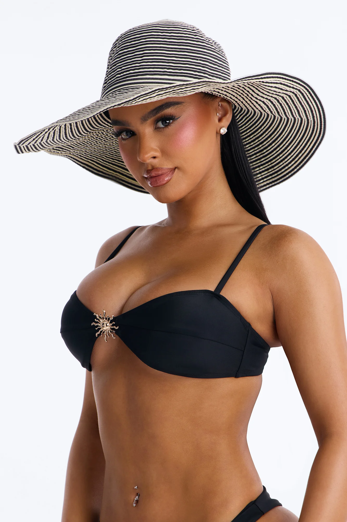 Hot Days Packable Sun Hat - Black/White