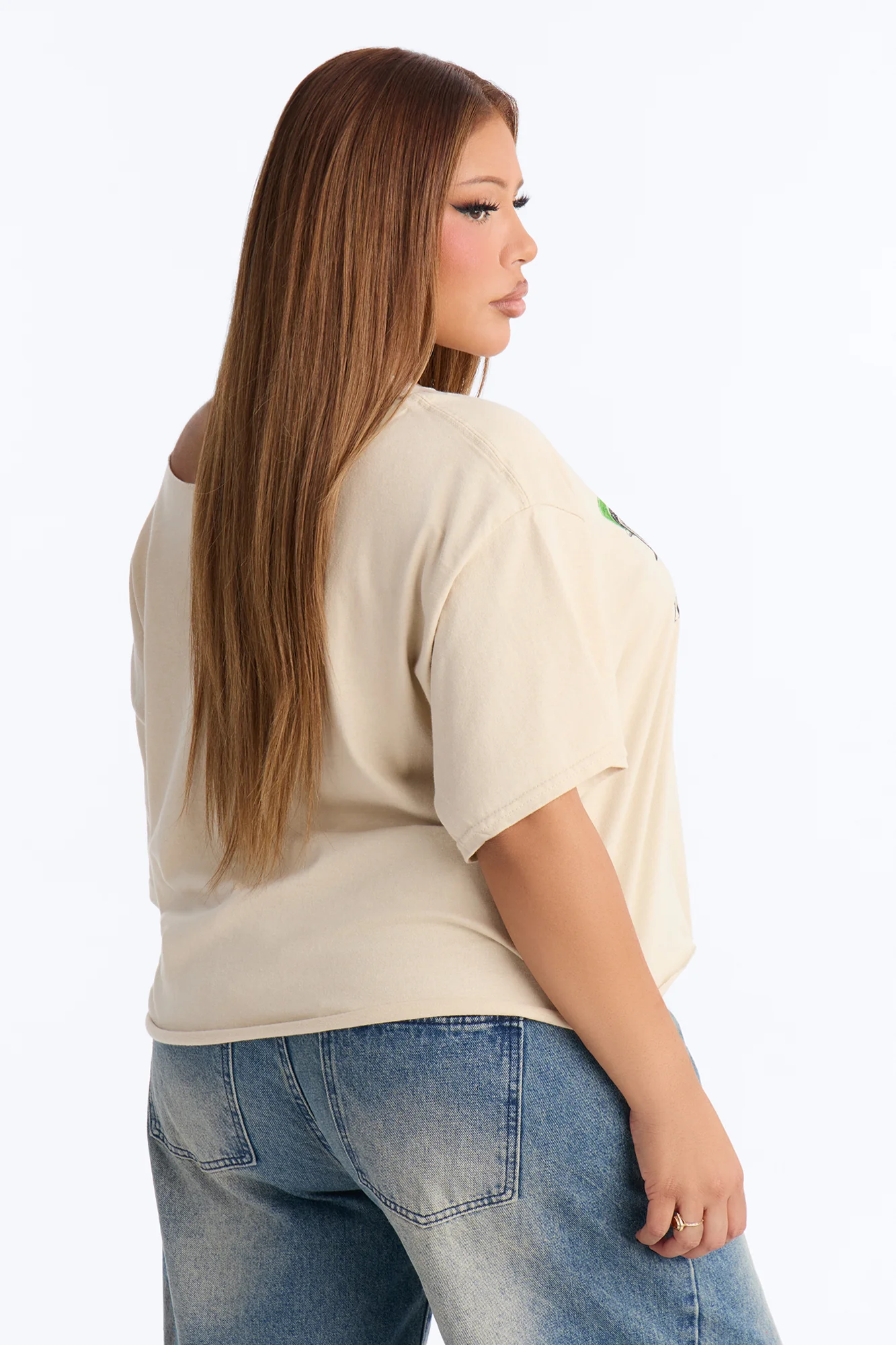 Hot Girls Hit Curbs Off Shoulder Tee - Taupe - Image 8