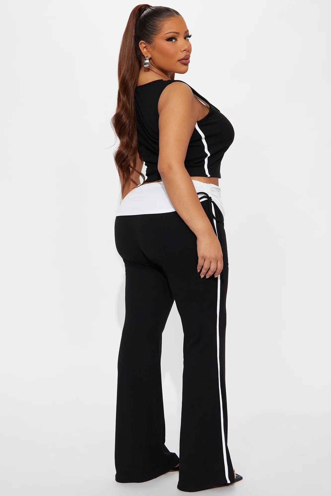 Hot Girly Fold Over Pant Set - Black - Image 6