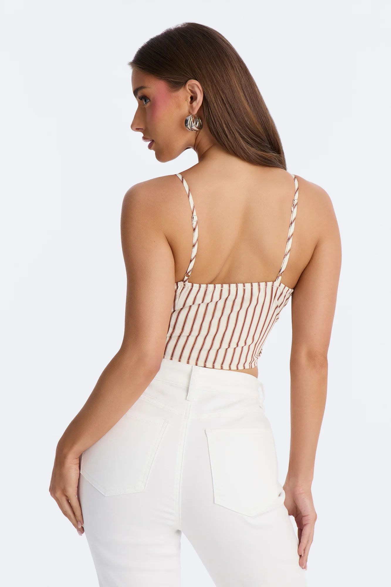 Hot Mess Express Lace Up Striped Top - Cream/combo - Image 4