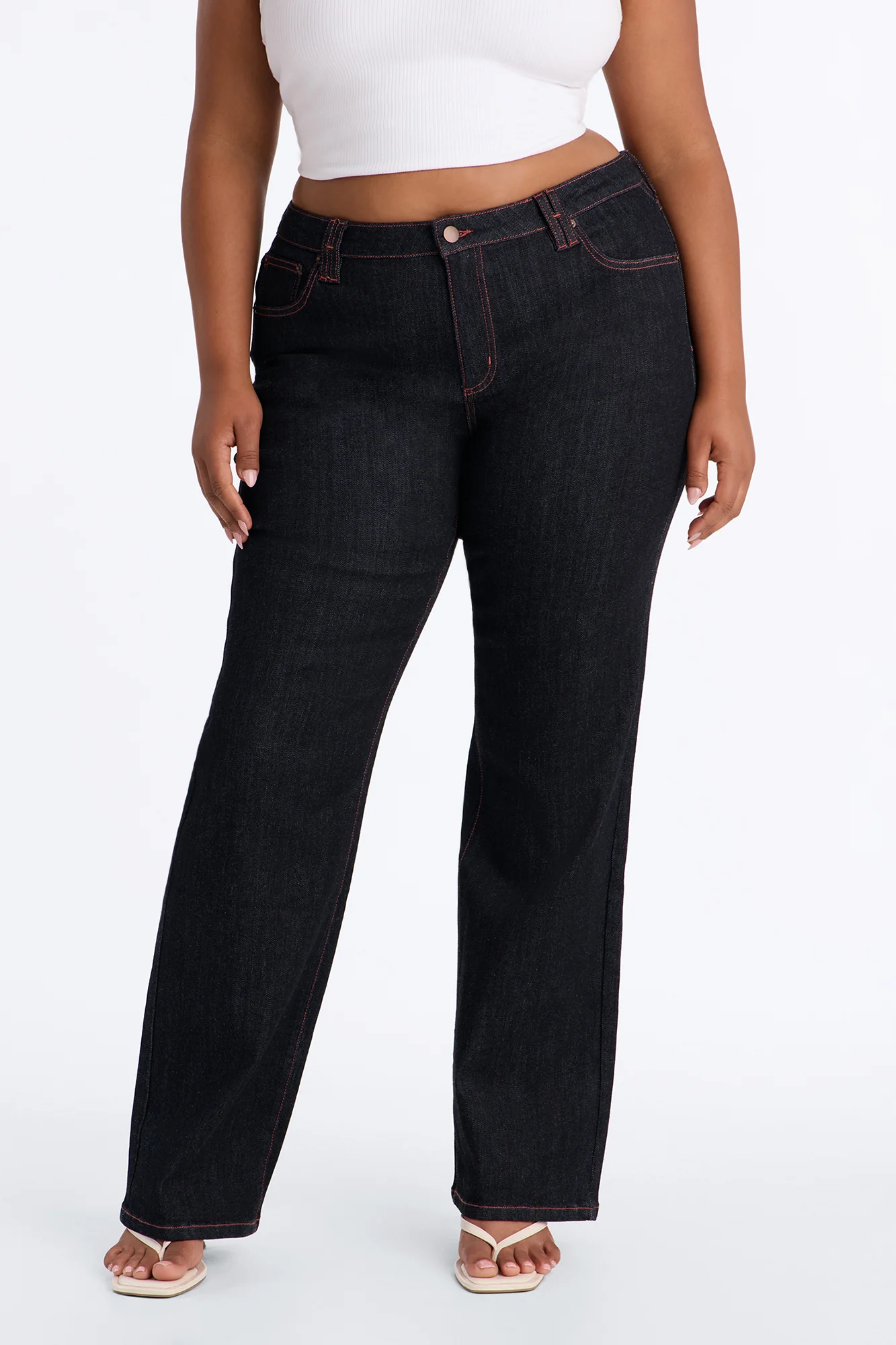 Hot To Trot Low Waist Stretch Straight Leg Jeans - Dark Wash - Image 6