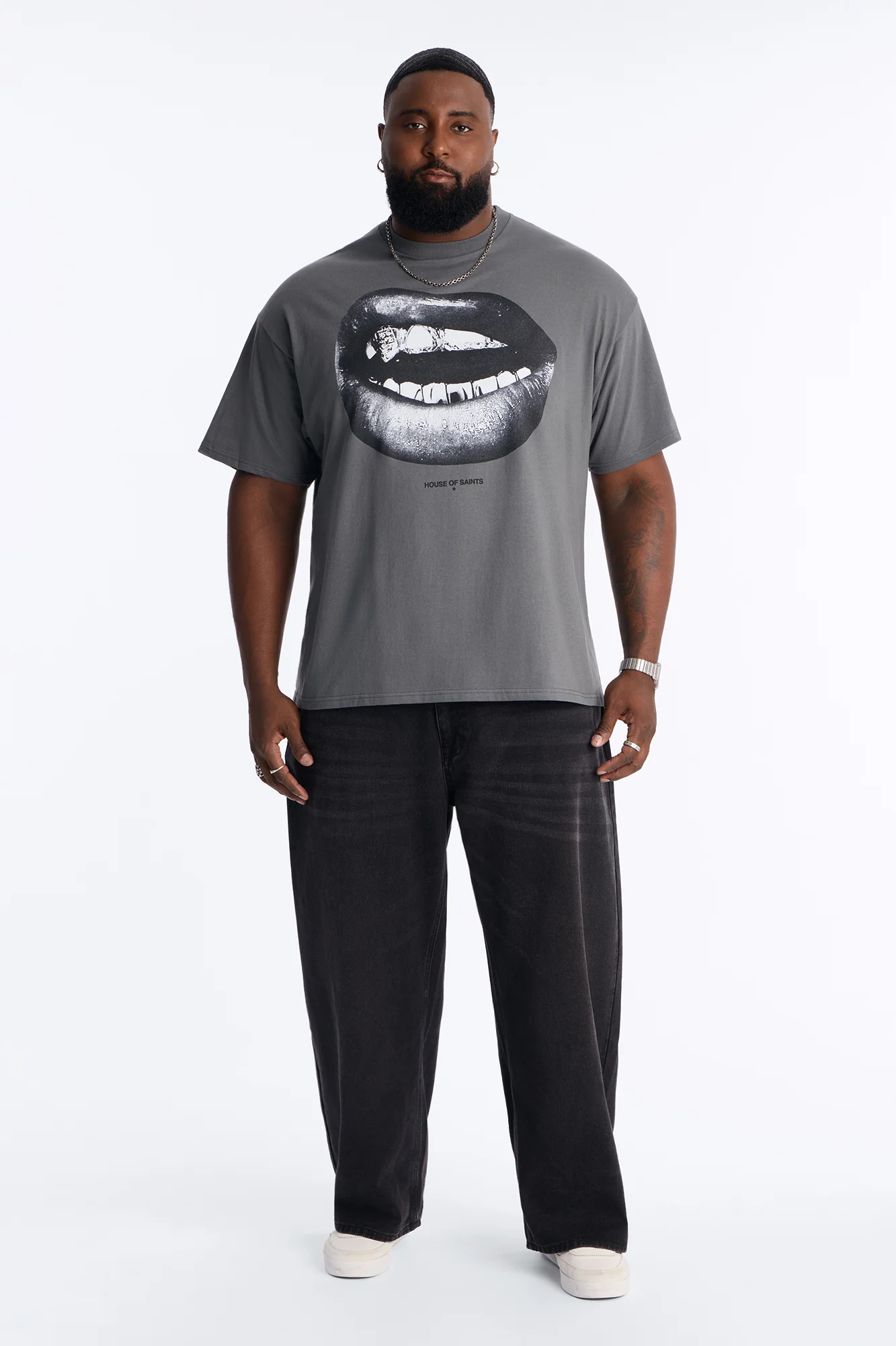 House Of Saints Grill Short Sleeve Tee - Charcoal - Image 5