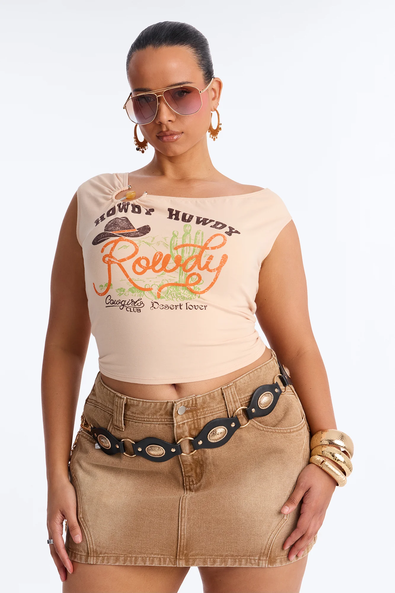 Howdy Howdy Cowboy hardware Top - Taupe - Image 5