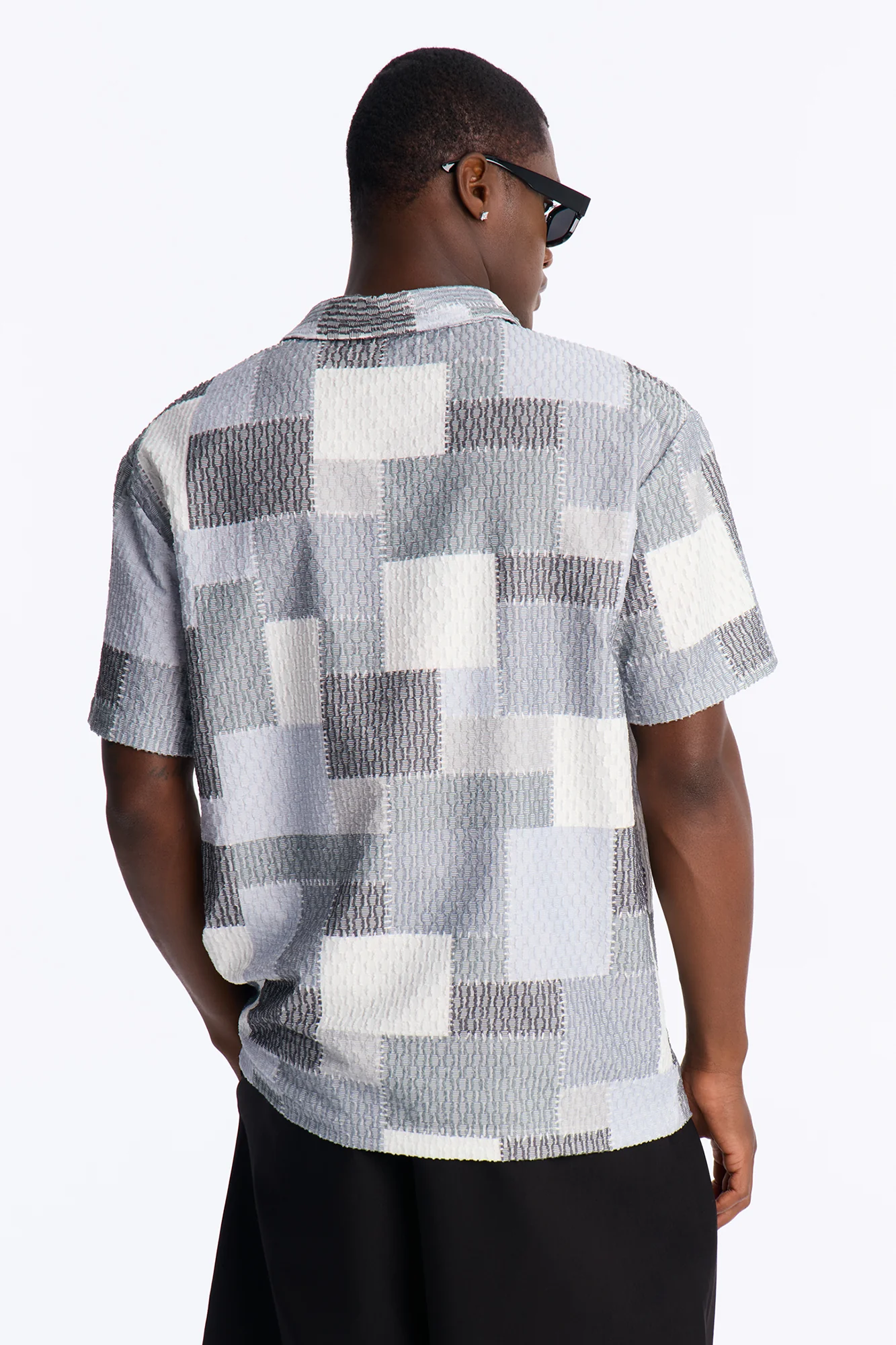 Blueprint Patchwork Johnny Collar Polo - Grey/combo - Image 4