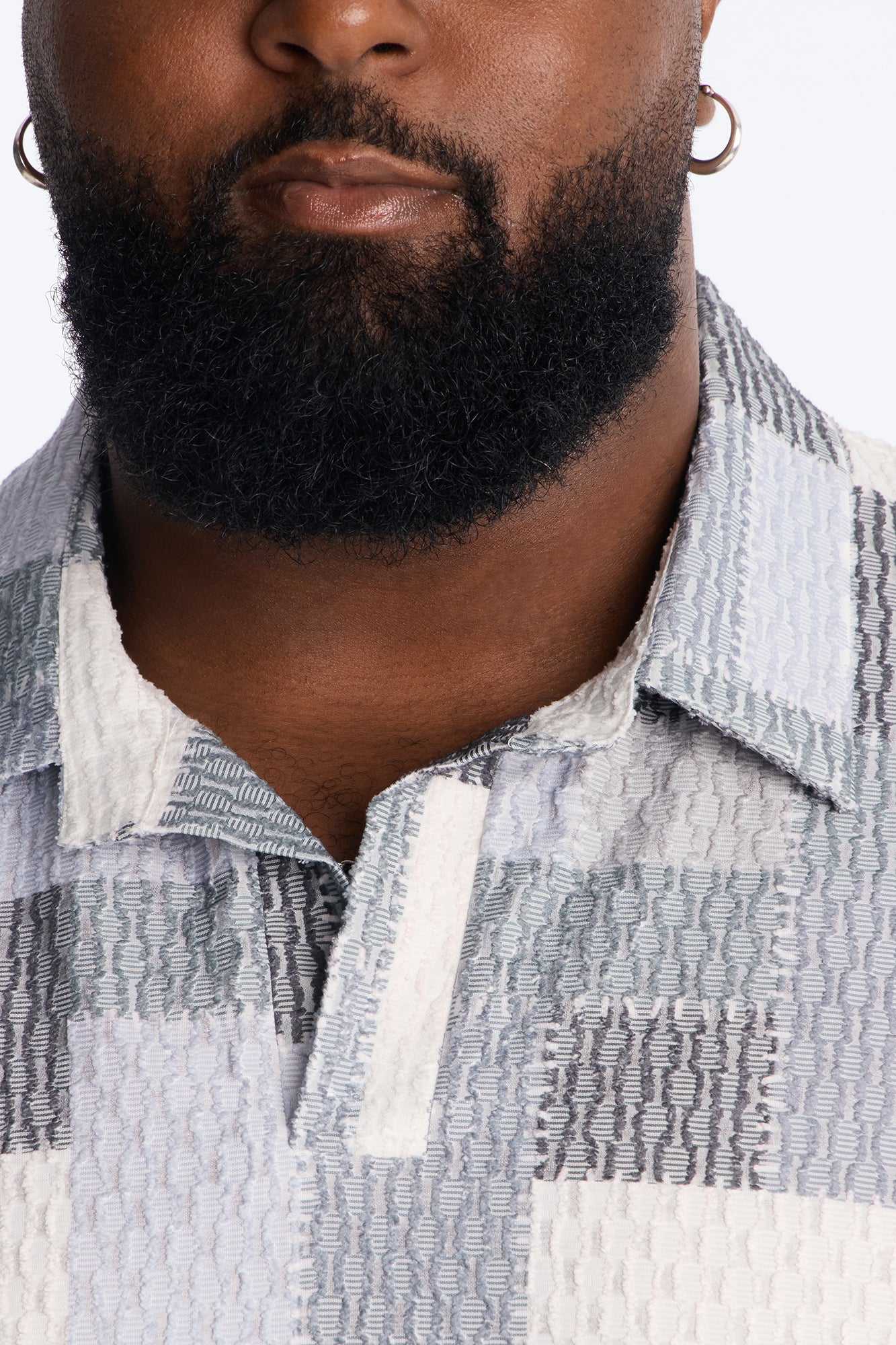 Blueprint Patchwork Johnny Collar Polo - Grey/combo - Image 7