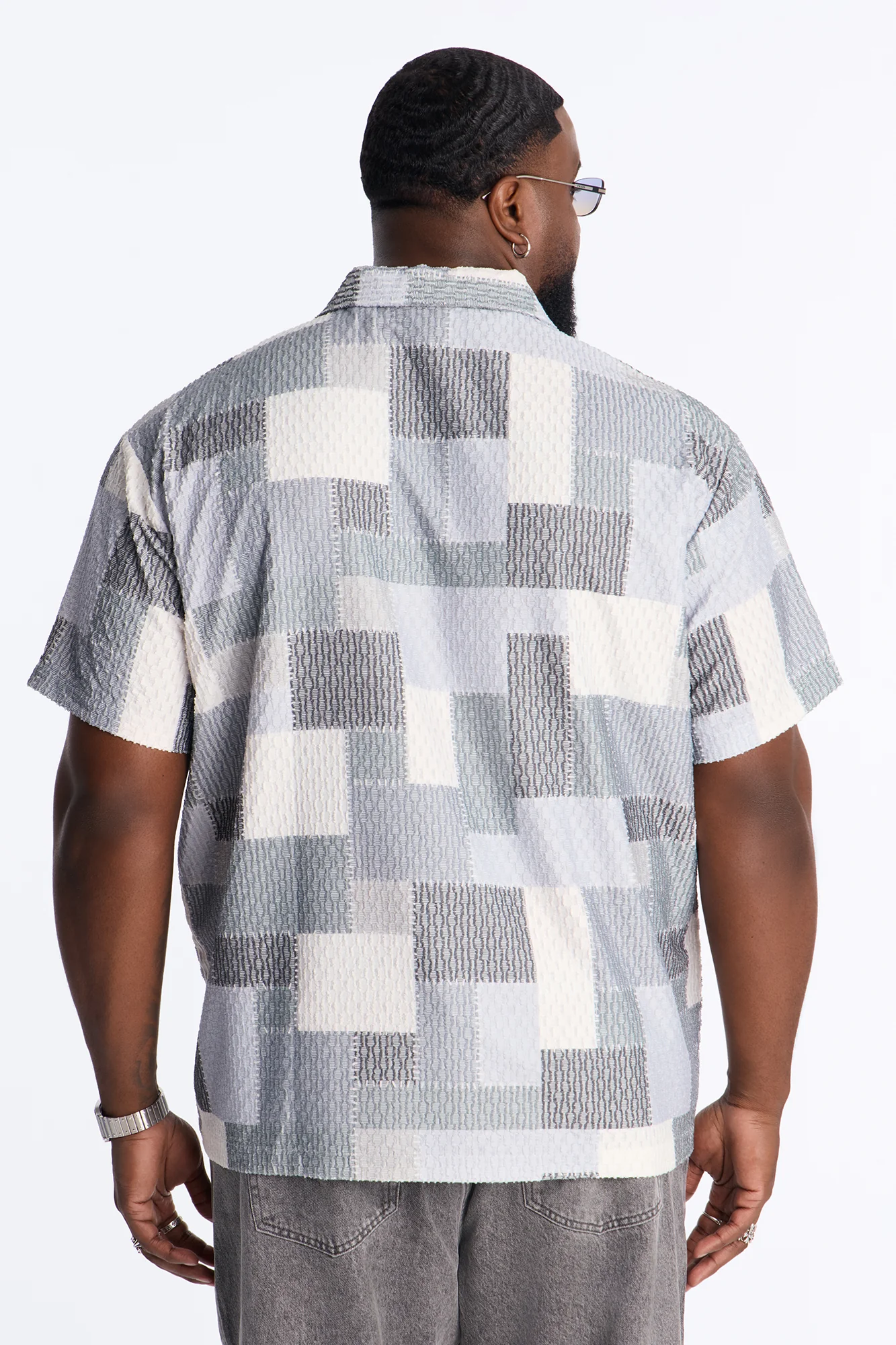 Blueprint Patchwork Johnny Collar Polo - Grey/combo - Image 8