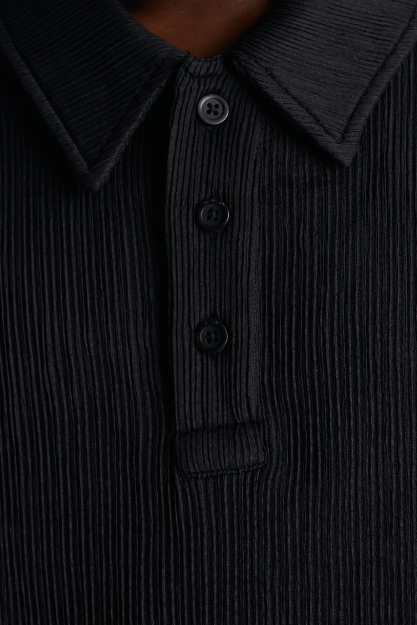 Pure Form Plisse Polo - Black - Image 3
