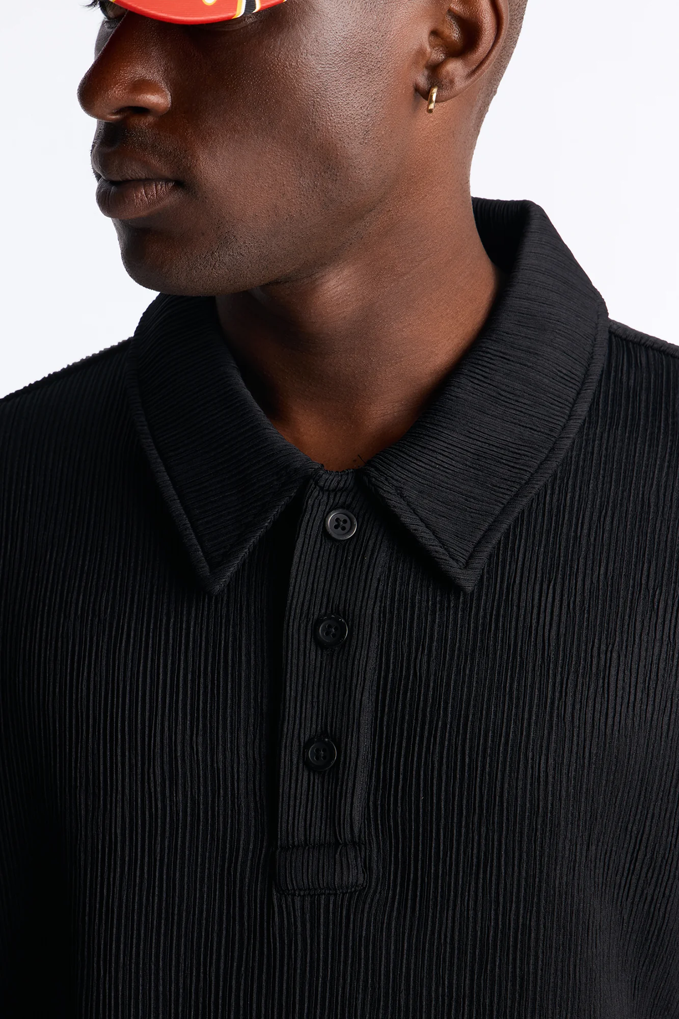 Pure Form Plisse Polo - Black - Image 4