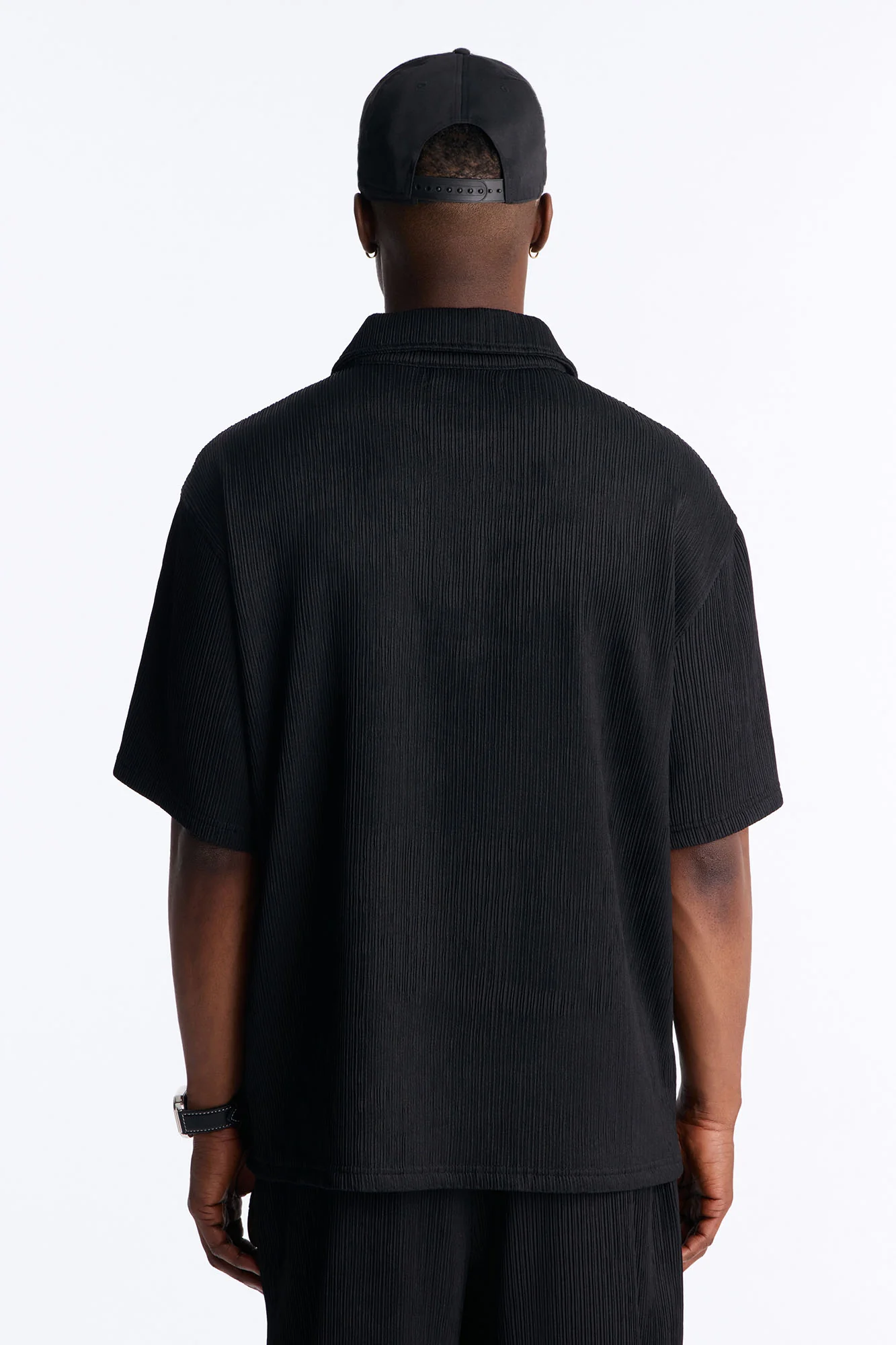Pure Form Plisse Polo - Black - Image 5