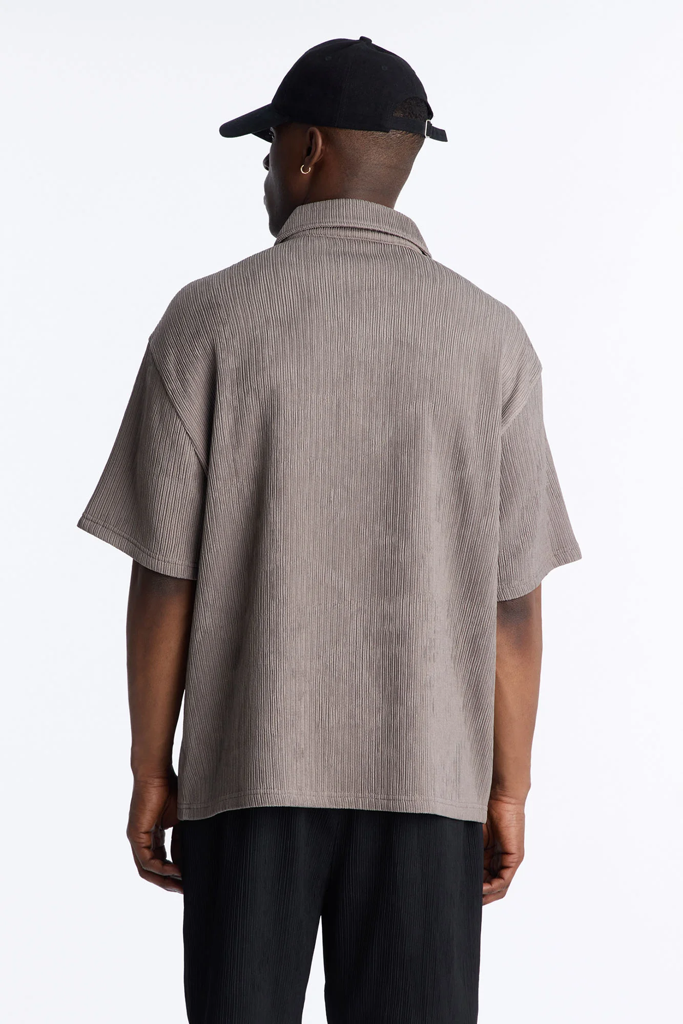 Pure Form Plisse Polo - Brown - Image 4