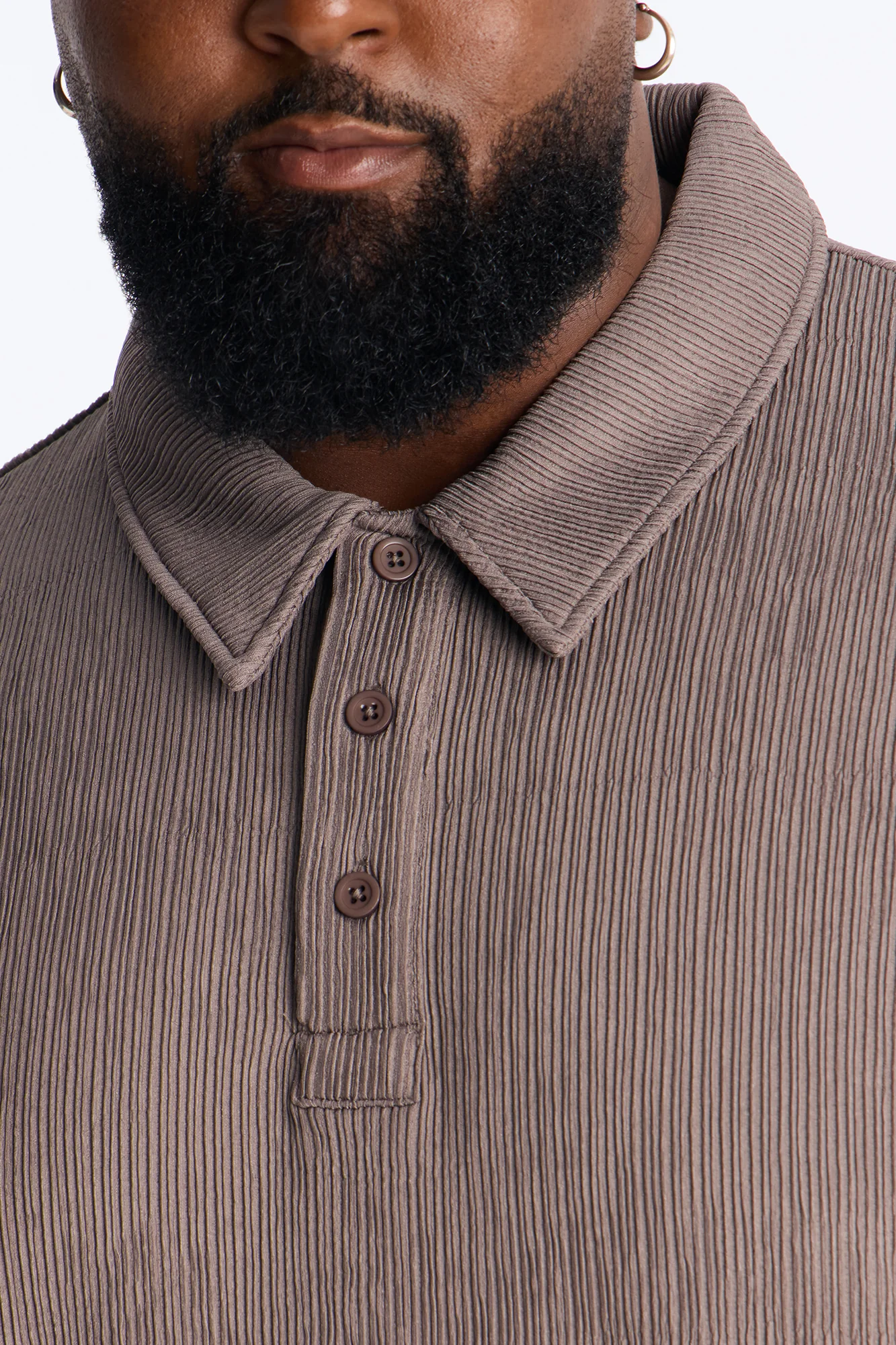 Pure Form Plisse Polo - Brown - Image 7