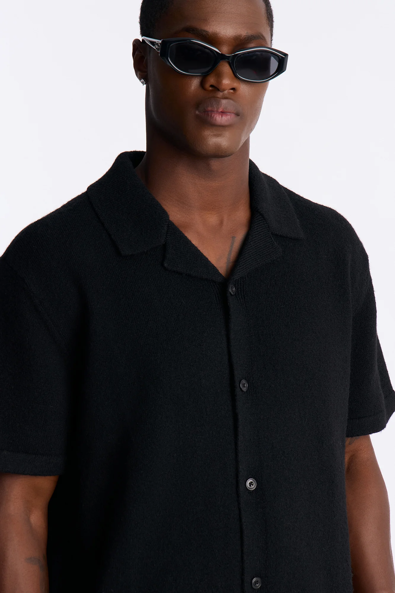 Soft Mode Relaxed Cuban Collar Button Up Shirt - Black - Image 3