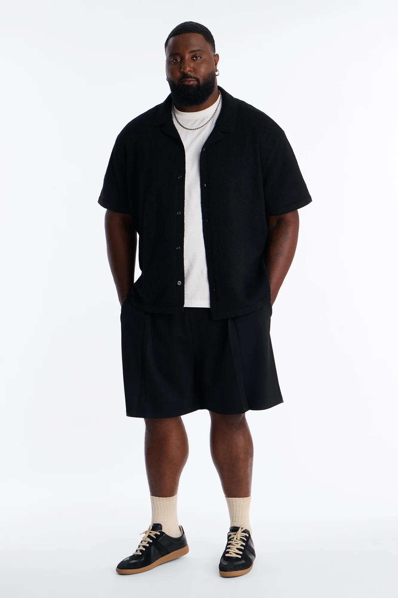 Soft Mode Relaxed Cuban Collar Button Up Shirt - Black - Image 6