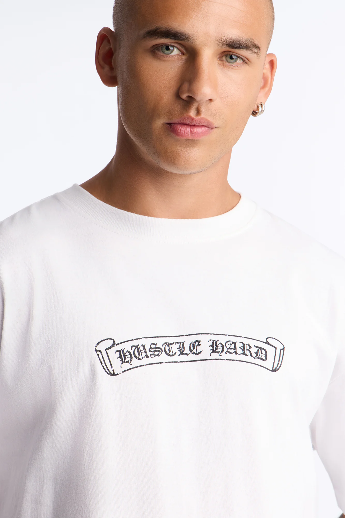 Hustle Hard Boxy Short Sleeve Tee - White - Image 3