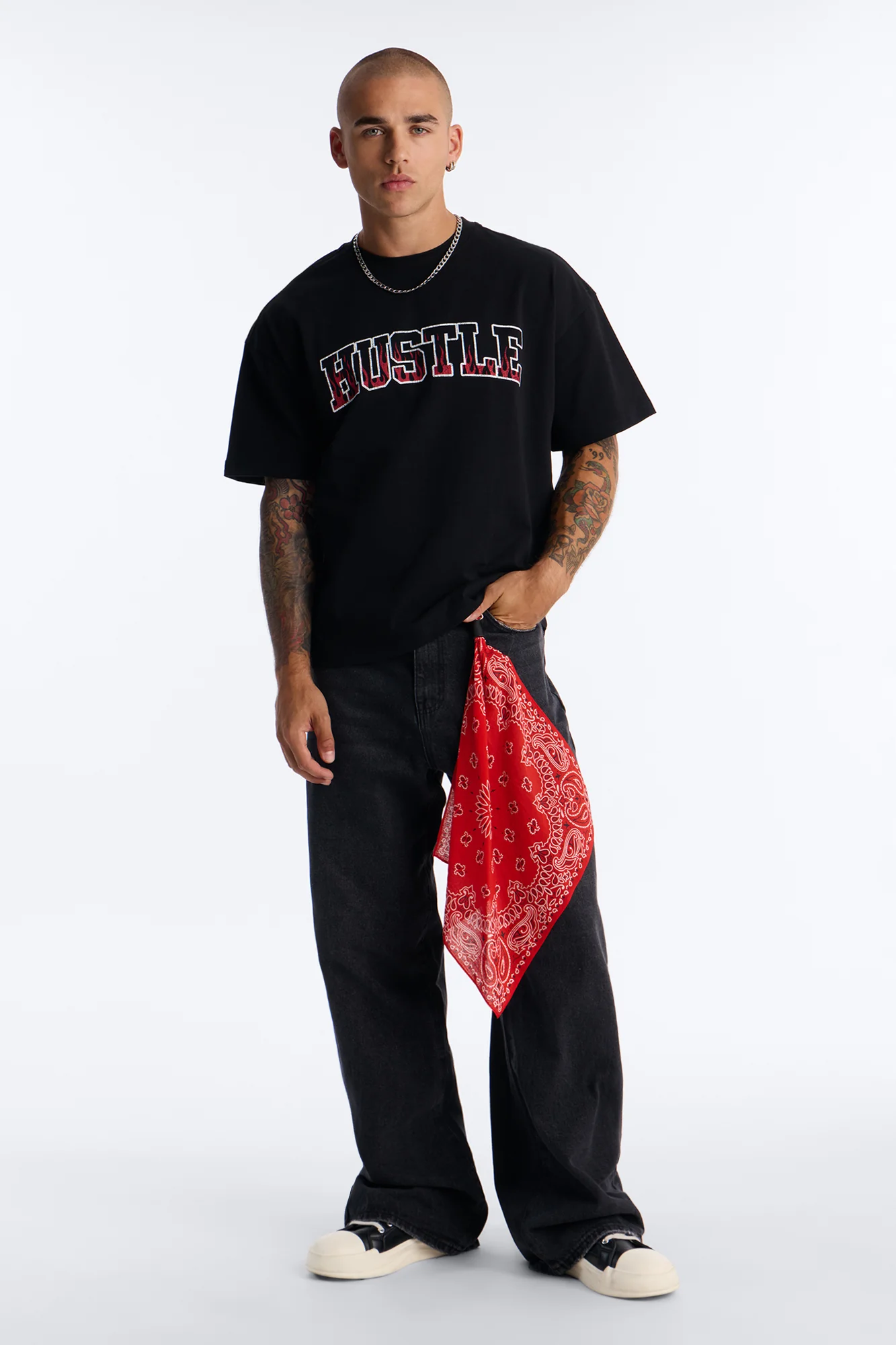 Hustle Heavy Weight Oversized Short Sleeve Tee - Black - Image 3