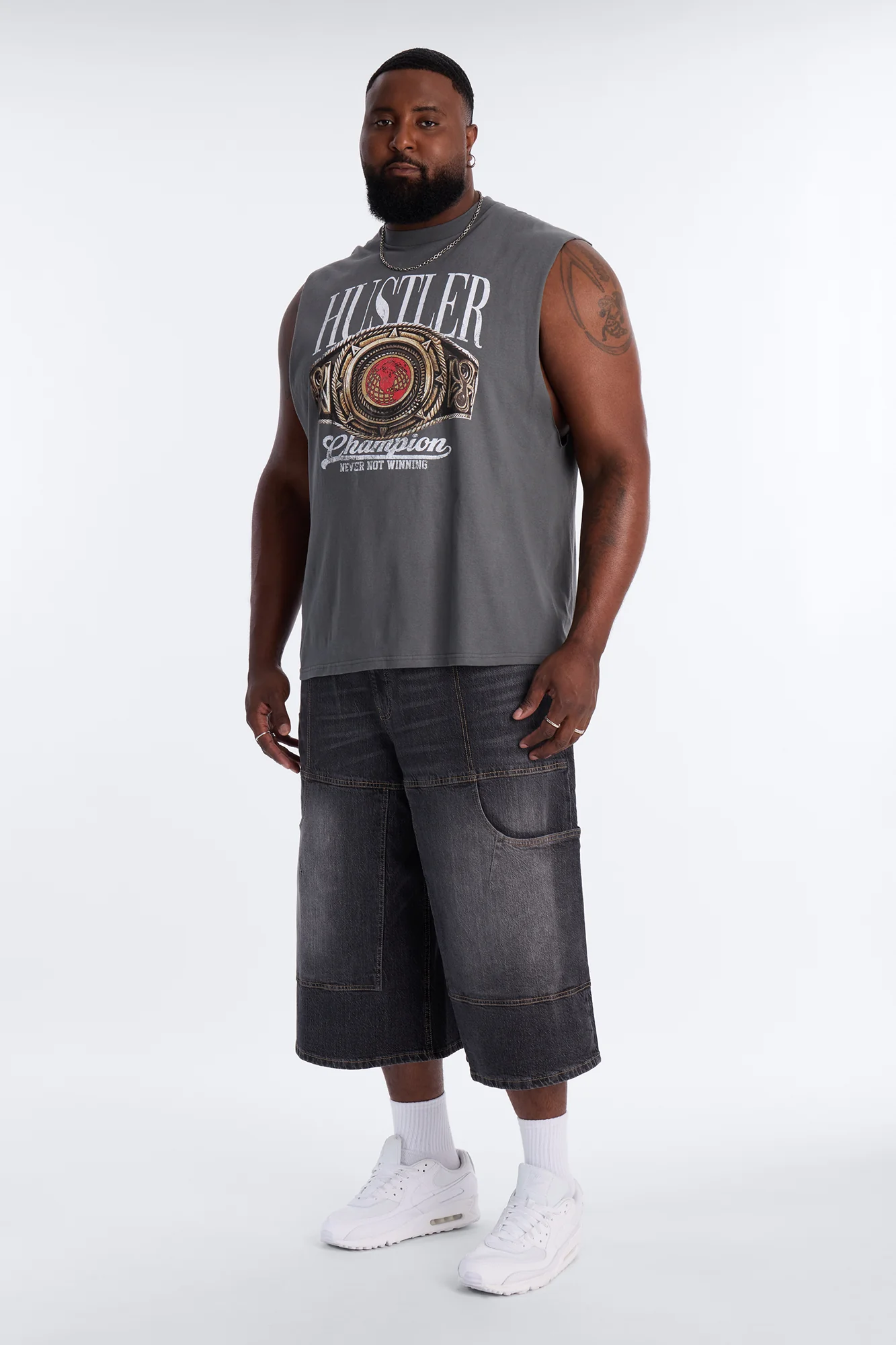 Hustler Never Not Winning Muscle Tee - Charcoal - Image 6