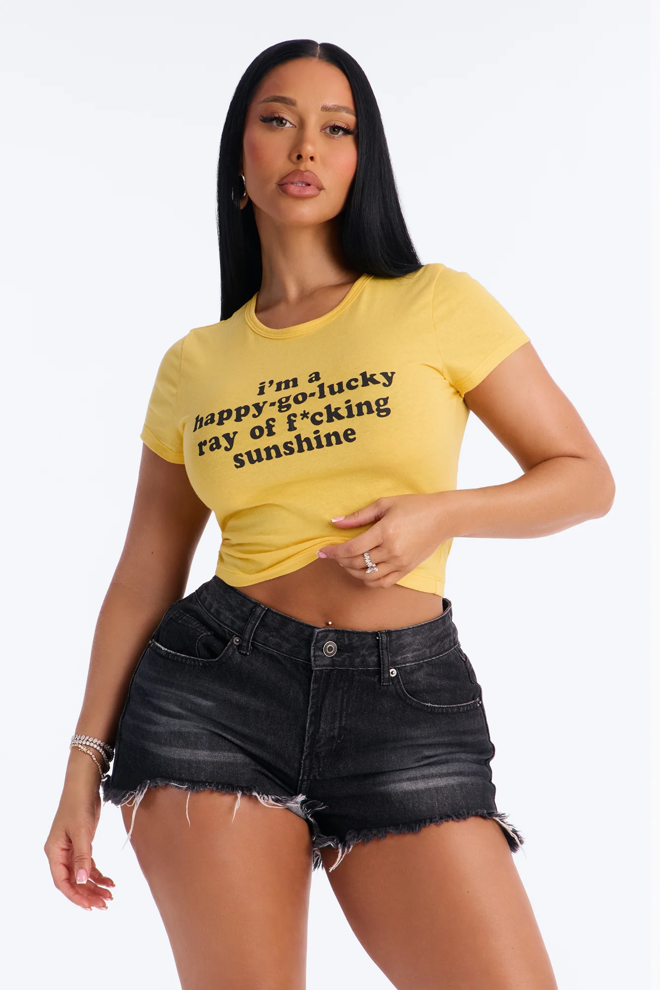 I Am Sunshine Cropped Baby Tee - Yellow