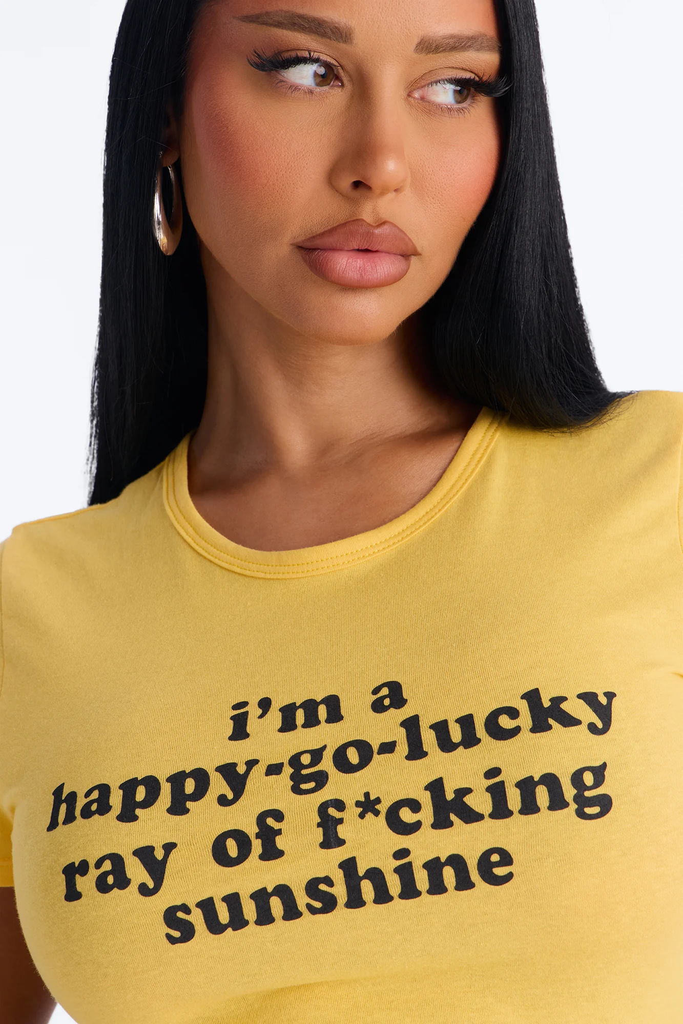 I Am Sunshine Cropped Baby Tee - Yellow - Image 3