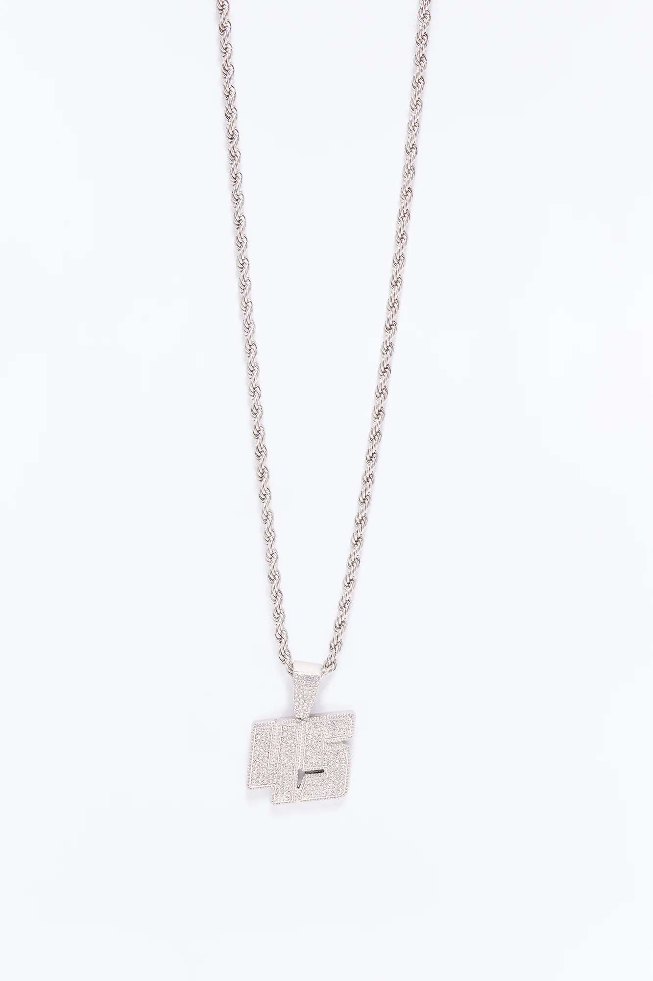 Iced 45 Rope Chain Necklace - Silver - Image 3
