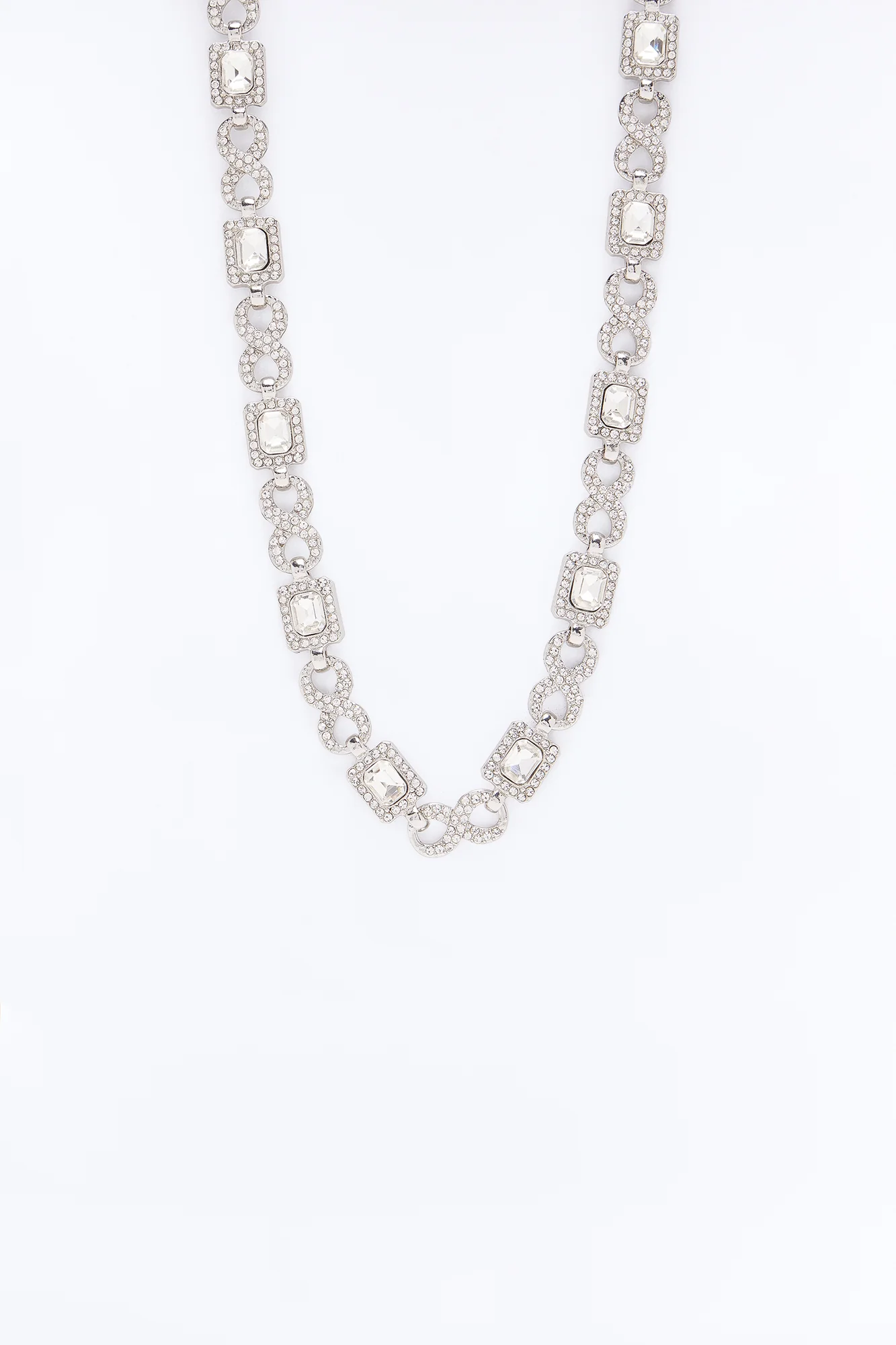 Iced Infinite Cluster Link Necklace - Silver - Image 3